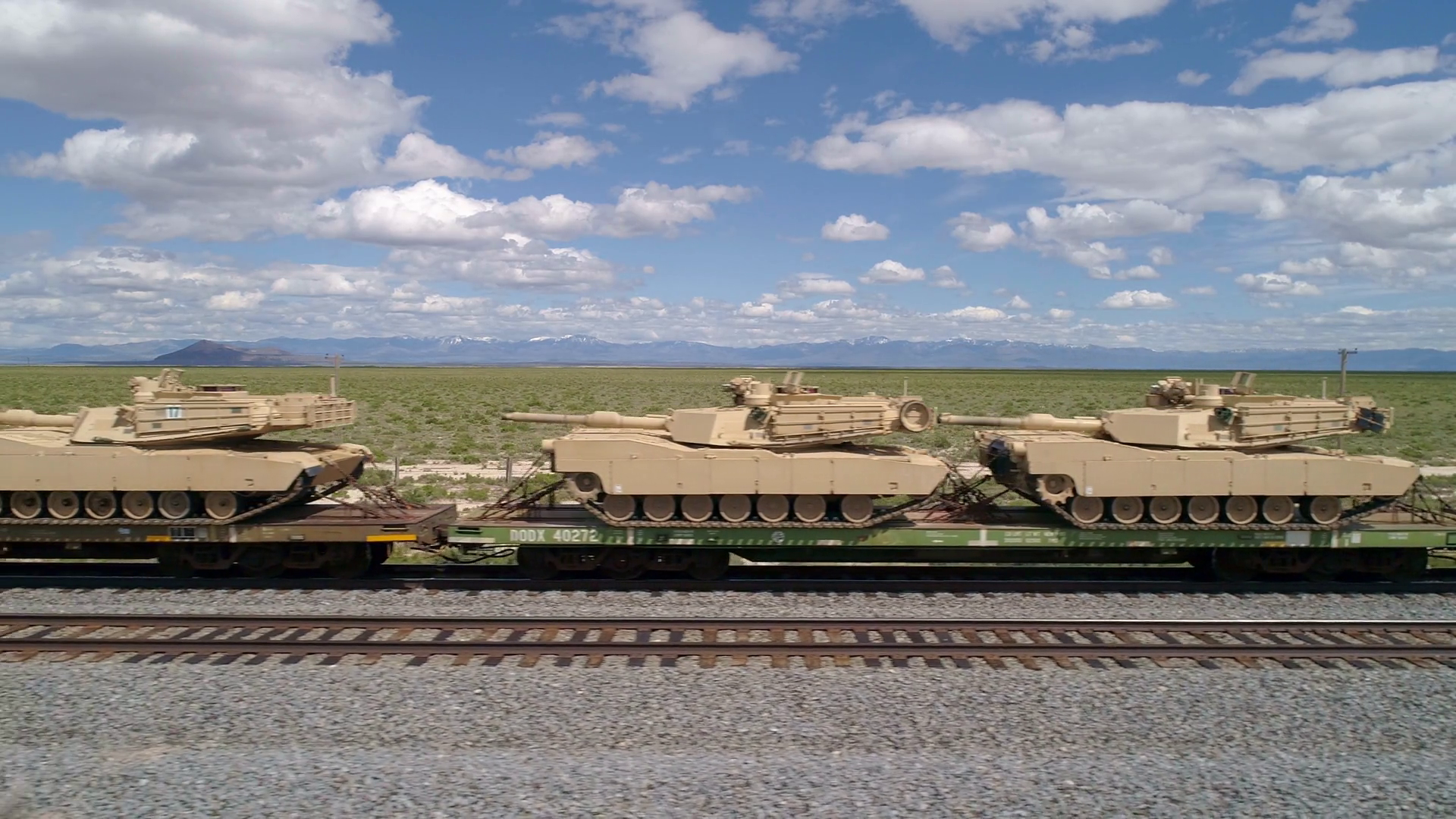 Panning View Of Military Tanks Loaded On Stock Footage SBV-348628126 ...