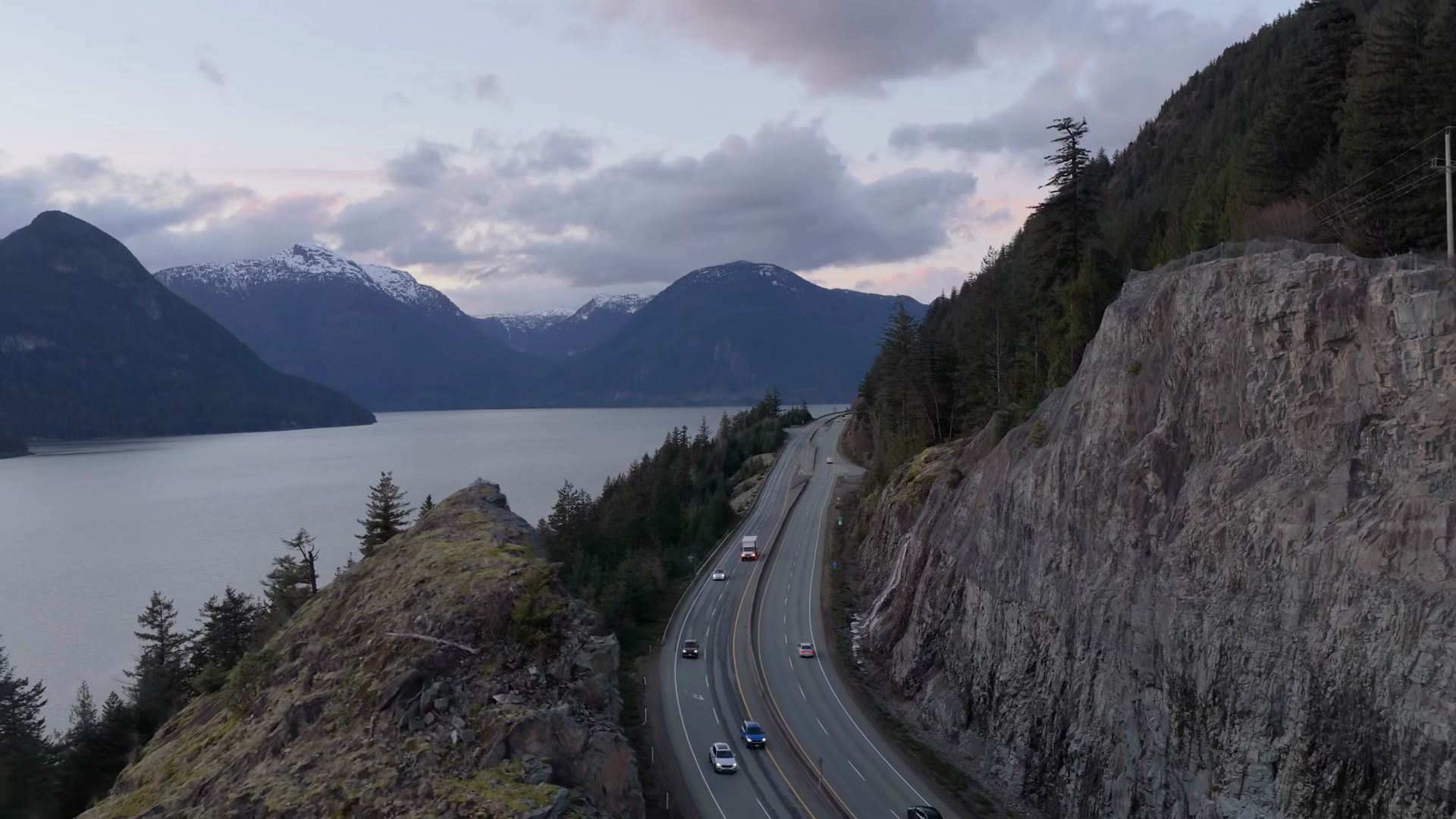 Scenic Highway Along Howe Sound: Cars Stock Footage SBV-354423205 ...