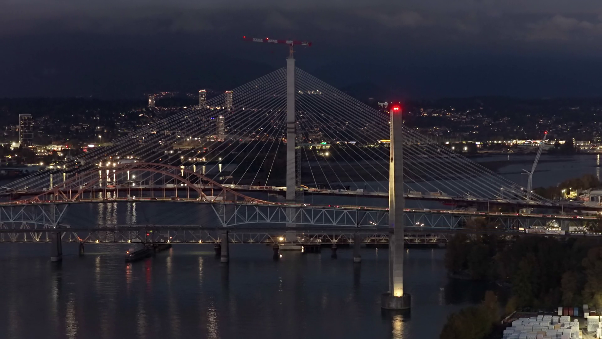 Stunning Night Aerial Of Multiple Bridges Stock Footage SBV-353481410 ...