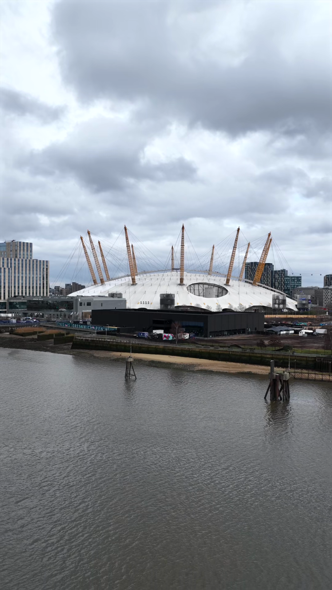 O2 Arena Greenwich London 4k Aerial Vertical Stock Footage SBV ...
