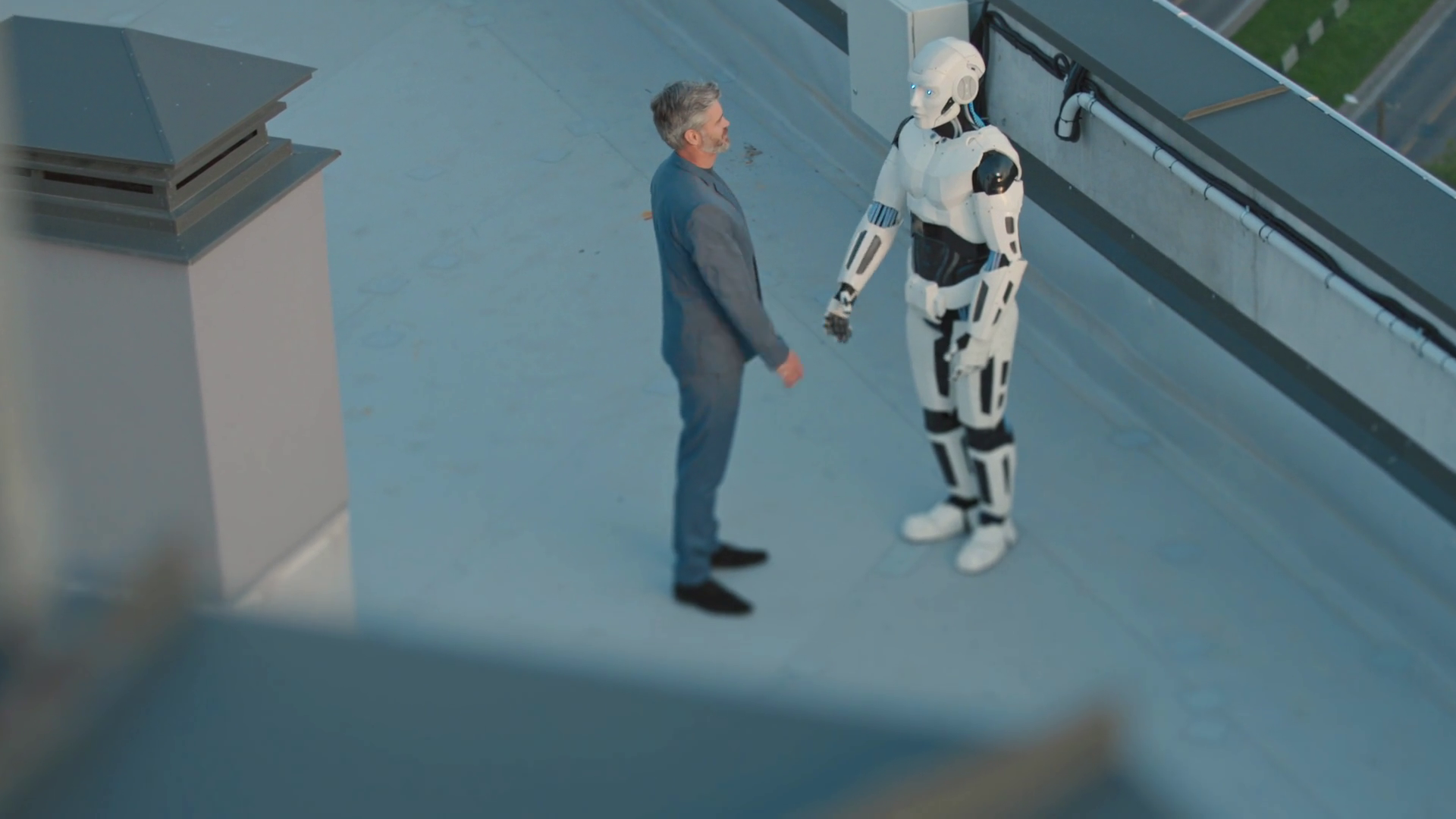 Top View Of Businessman Robot Negotiating On Stock Footage SBV ...