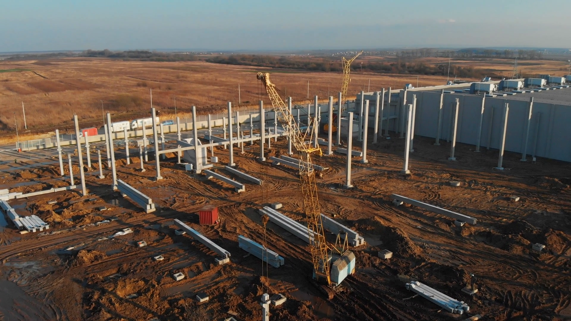 Aerial Flight Of New Industrial Construction Stock Footage SBV ...
