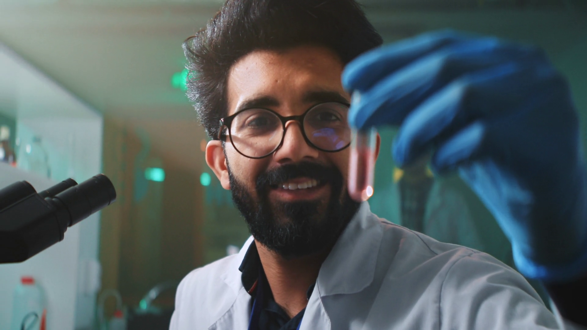 Happy Young Face Man Scientist With Glasses Stock Footage SBV-352251835 ...