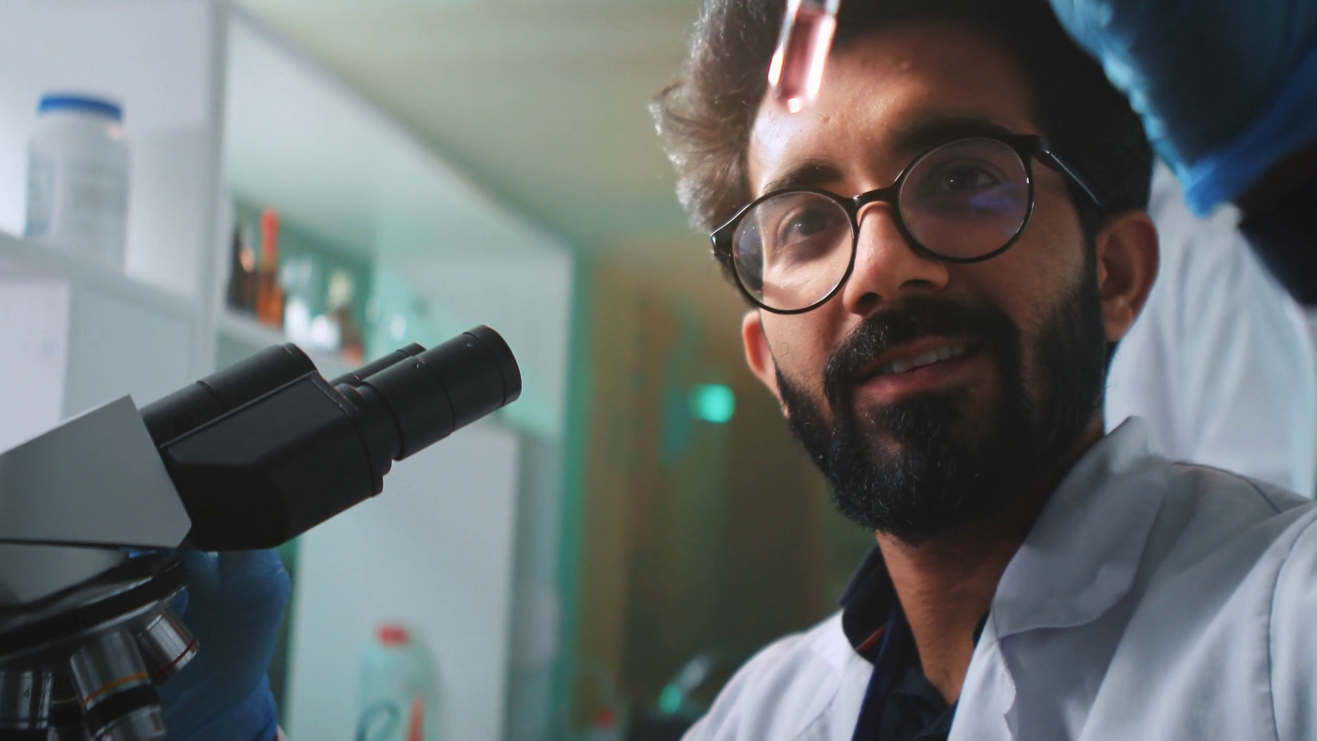 Smiling Young Face Man Scientist With Stock Footage SBV-352281851 ...