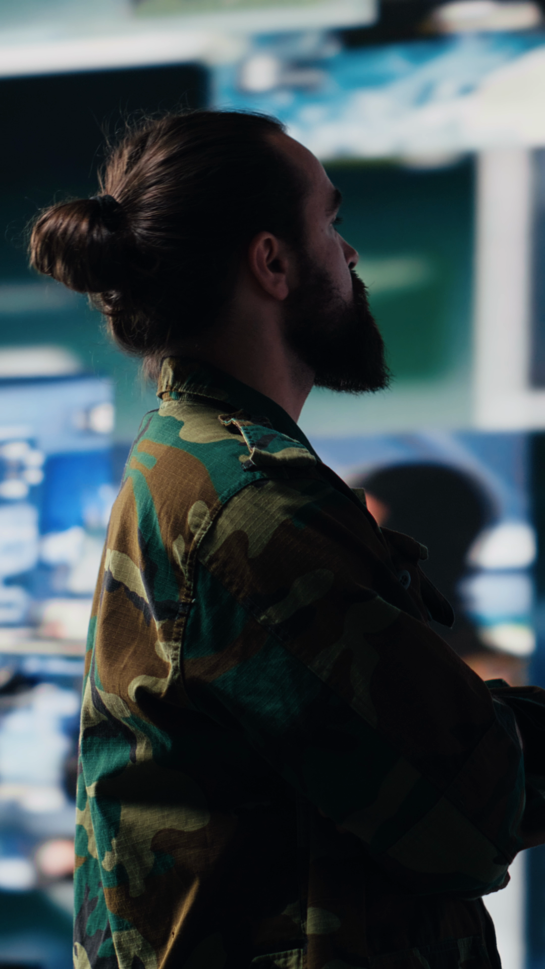 Vertical Video Young Soldier Working In Stock Footage SBV-353185332 ...