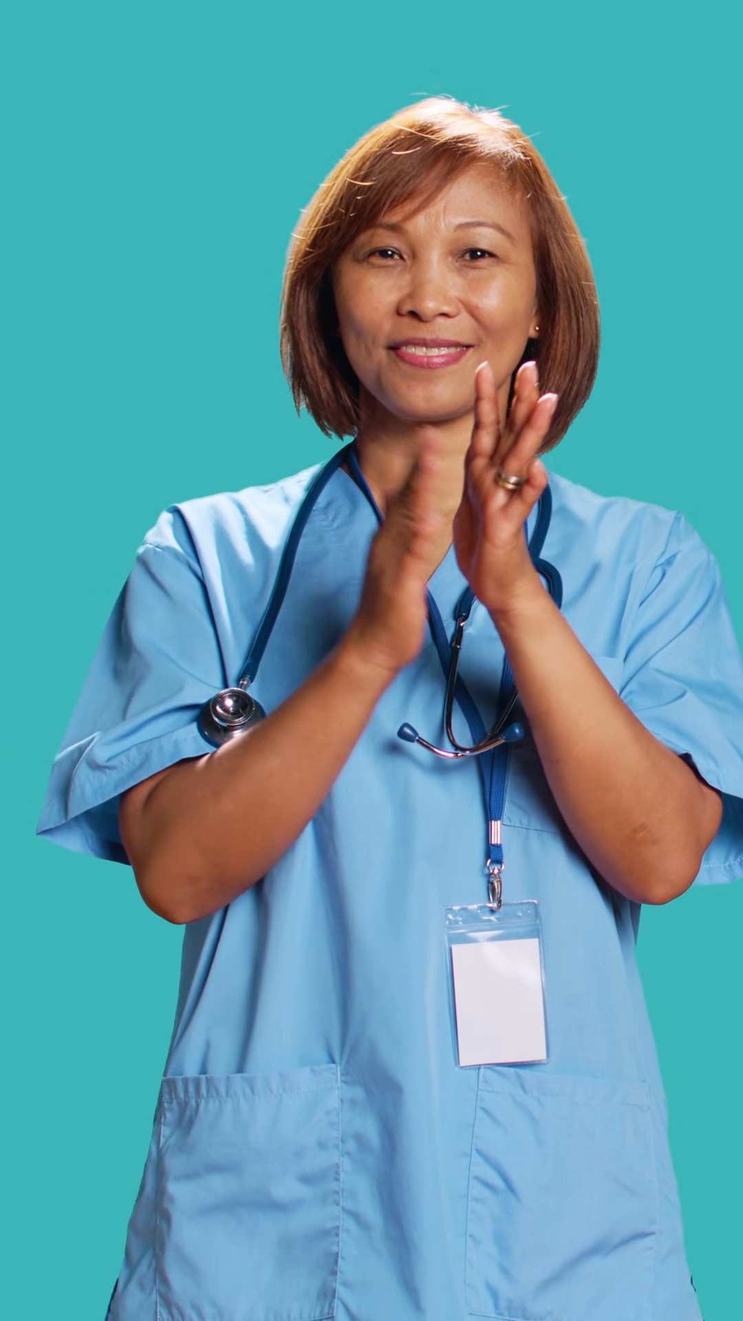 Approving Smiling Nurse Happily Clapping Stock Footage SBV-353652362 ...