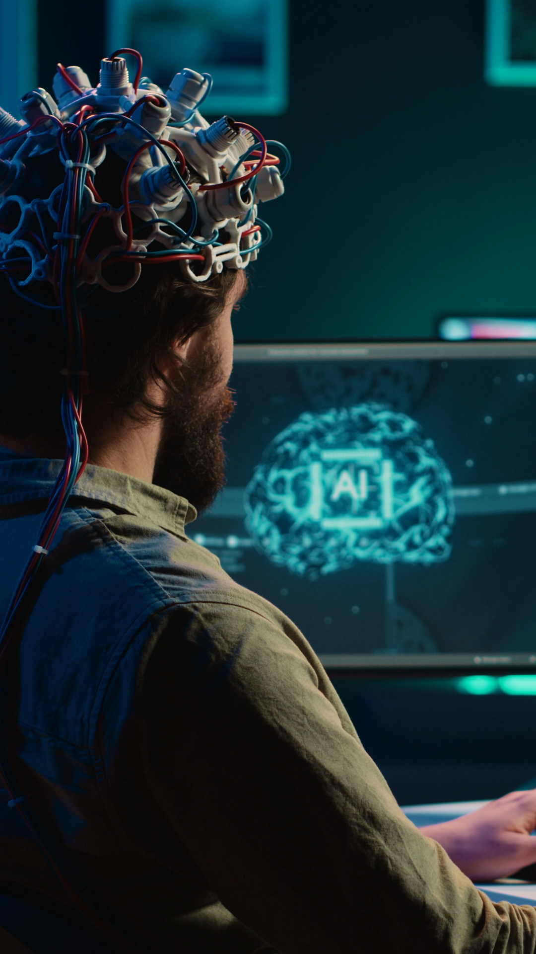 Vertical Video Man With Eeg Headset On Stock Footage SBV-353459293 ...