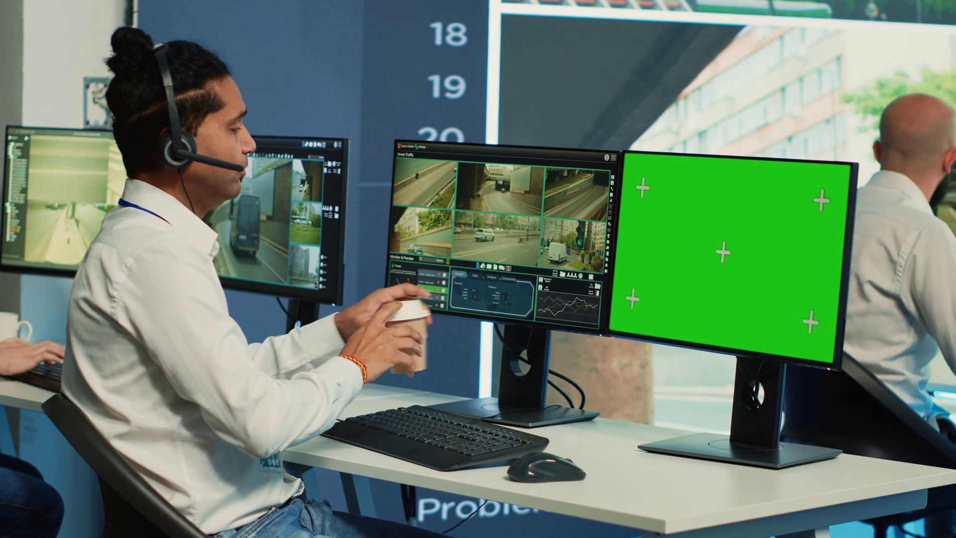 Indian Operator Monitors Traffic Next To Stock Footage SBV-349009209 ...