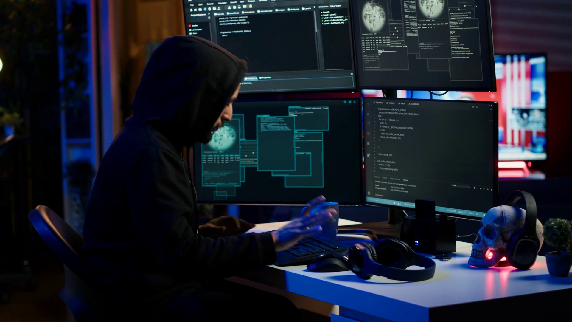Cheerful Hacker In Apartment Doing Energic Stock Footage SBV-349035409 ...