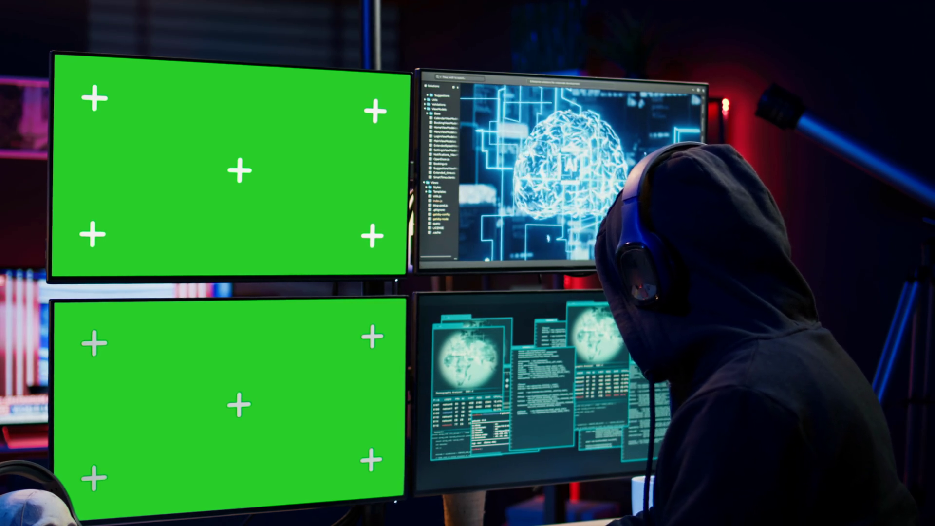 Hacker Using Isolated Screen Monitor Stock Footage SBV-349031107 ...