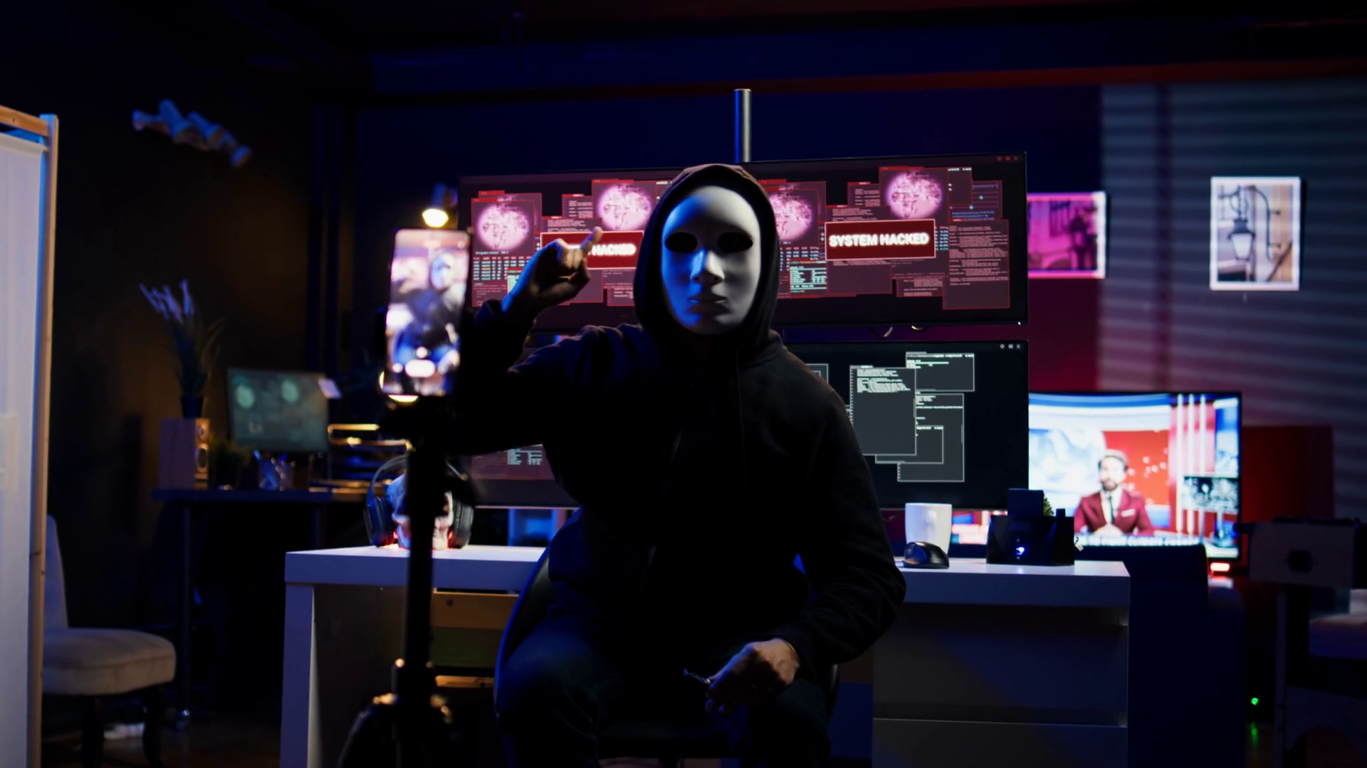 Evil Programmer Concealing Using Mobile Stock Footage SBV-349033898 ...