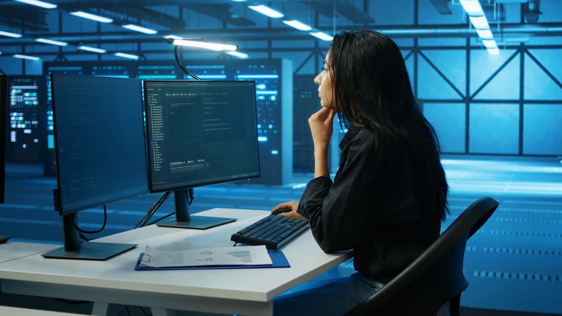 System Administrator At Pc Desk Working In Stock Footage SBV-349039544 ...