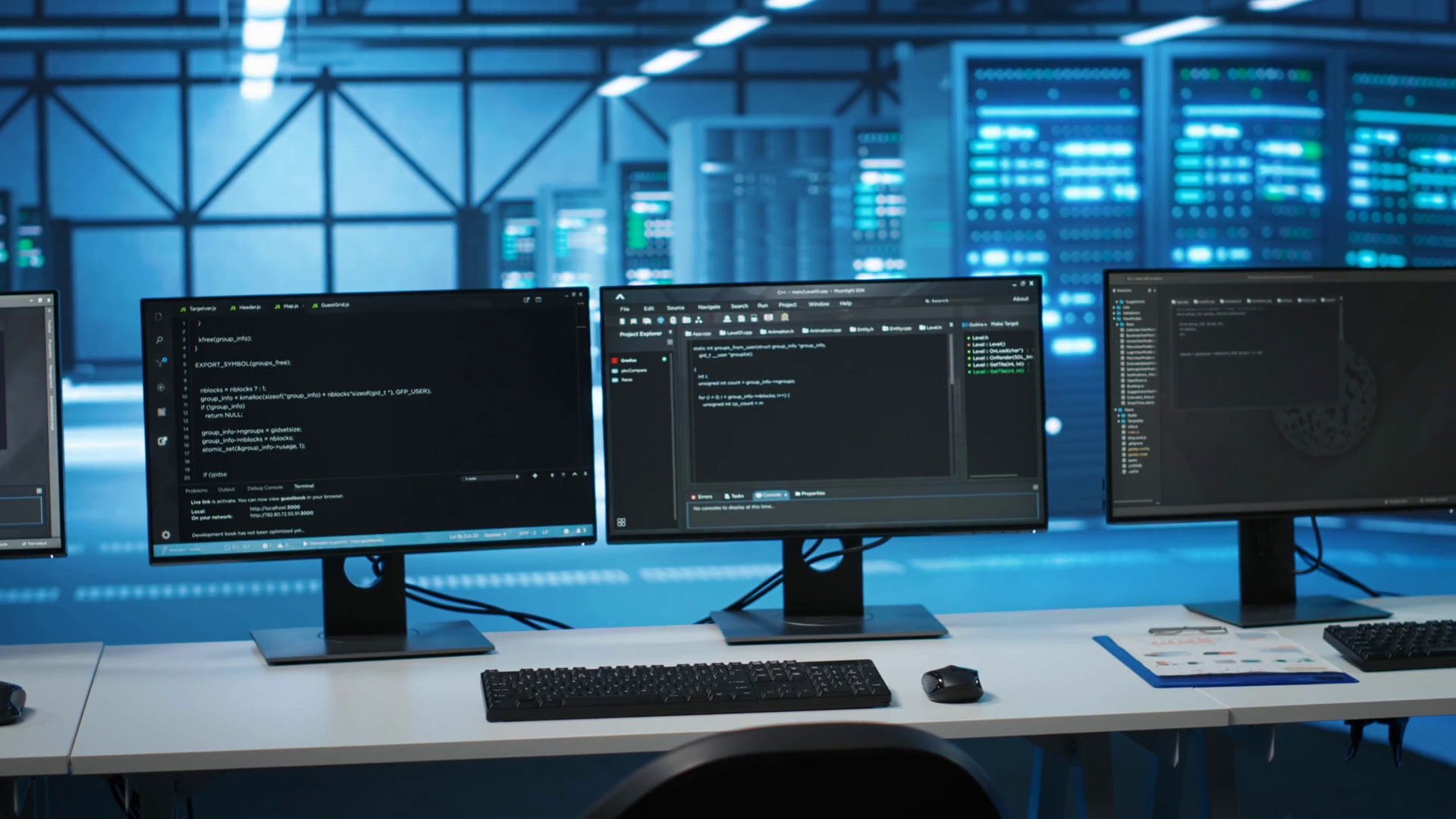 Computers In Empty High Tech Data Center Stock Footage SBV-349038893 ...