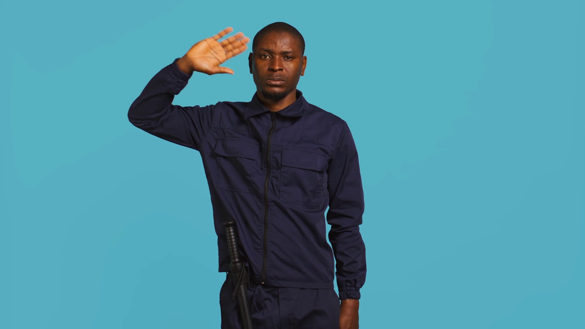 Security Guard Doing Salute Hand Gesture Stock Footage SBV-349096349 ...