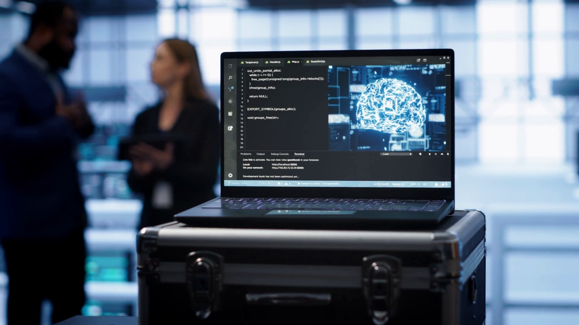 Focus On Laptop In Data Center With Stock Footage SBV-349087202 ...