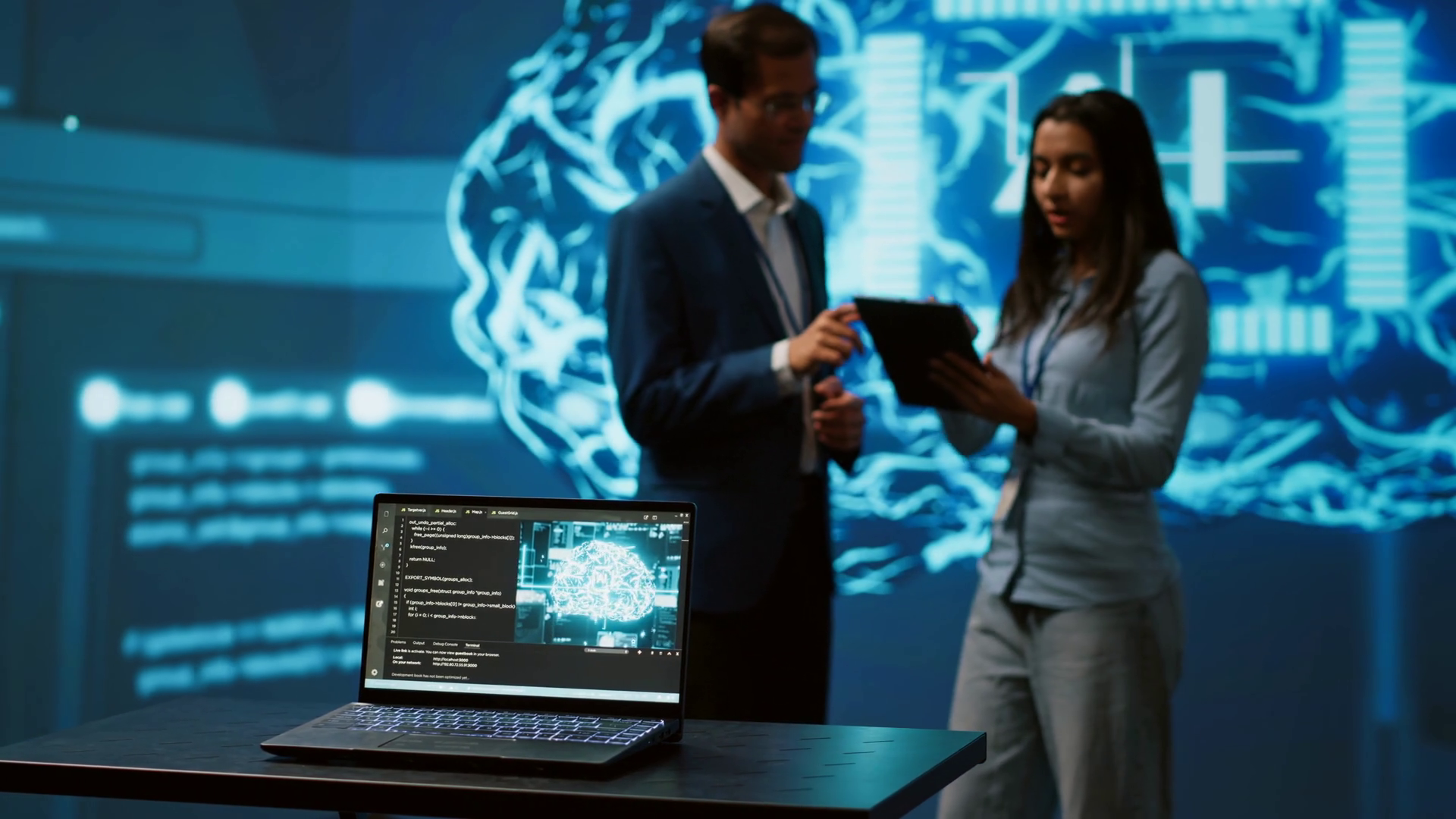 Focus On Laptop In Used Ai Researchers Stock Footage SBV-349119514 ...