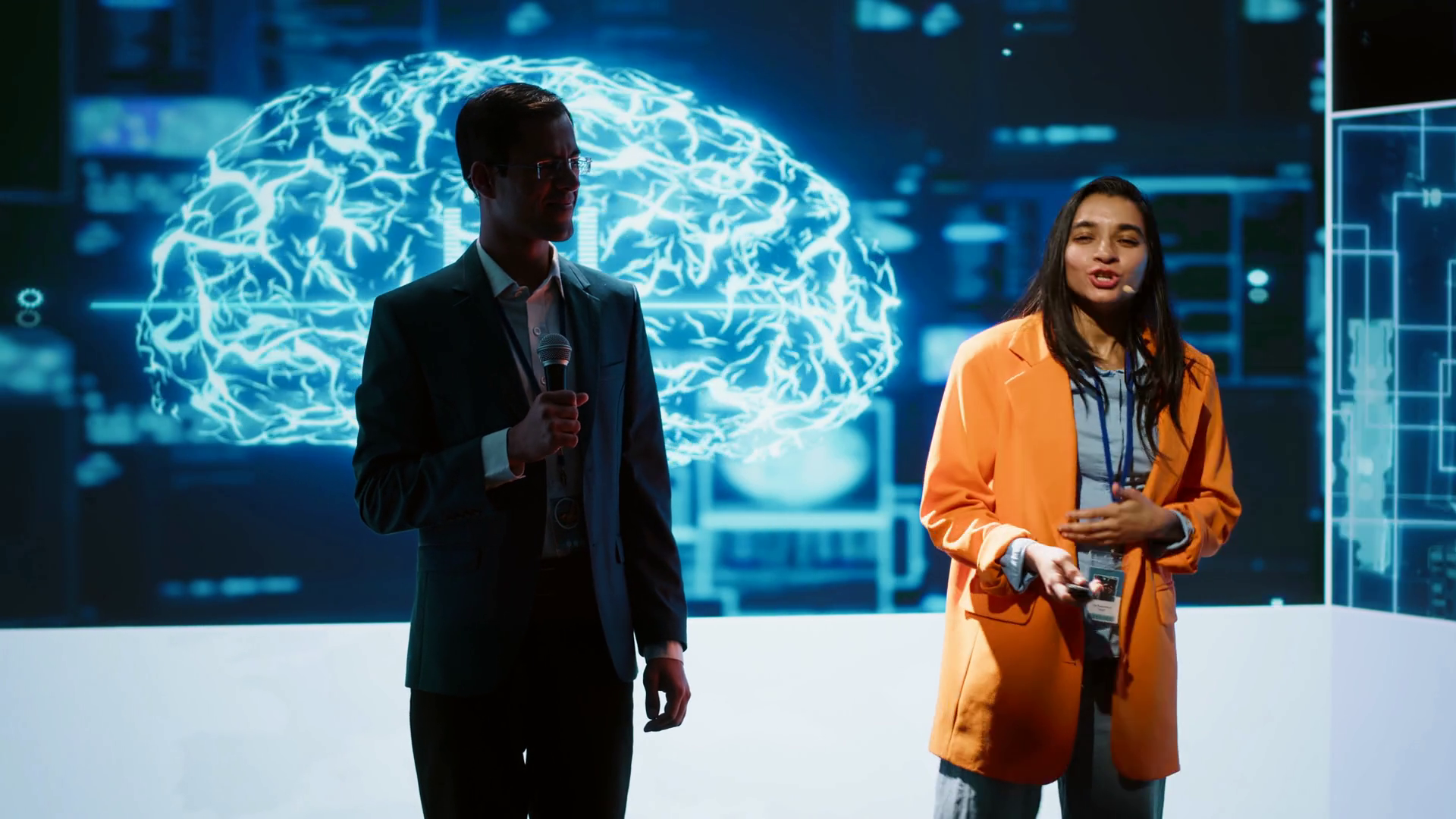 Tech Specialists Discussing During Keynote Stock Footage SBV-349118519 ...