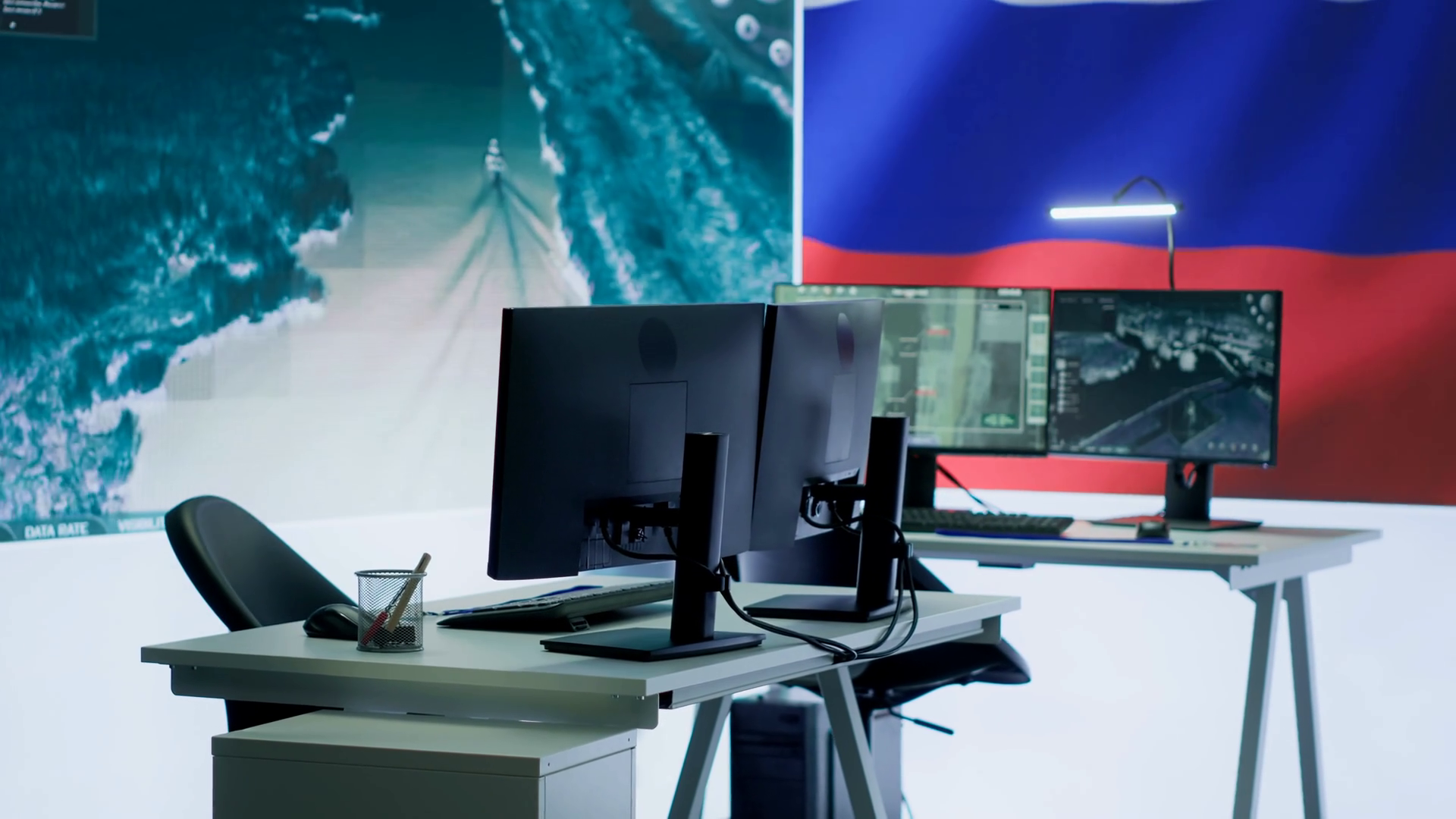 Empty Army Command Post With Russian Flag Stock Footage SBV-349151549 ...