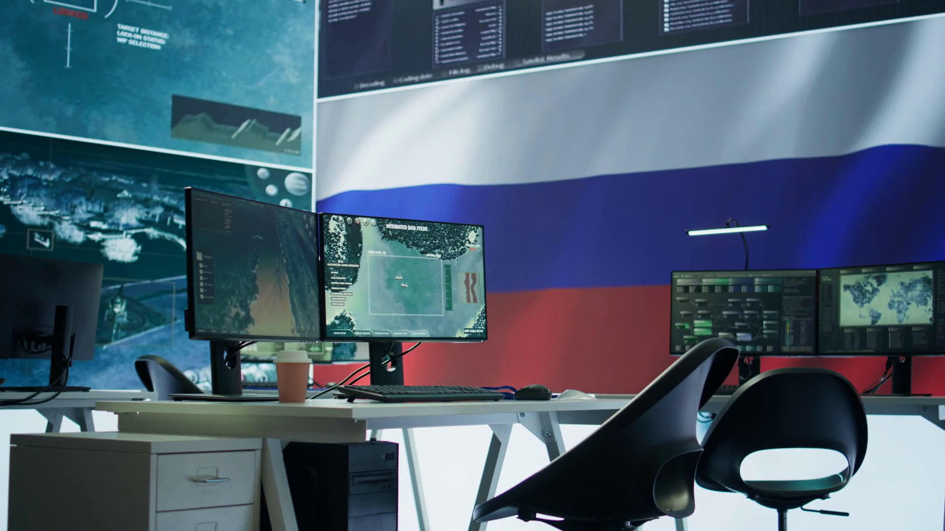 Empty Russian Army Command Center With Big Stock Footage SBV-349151546 ...