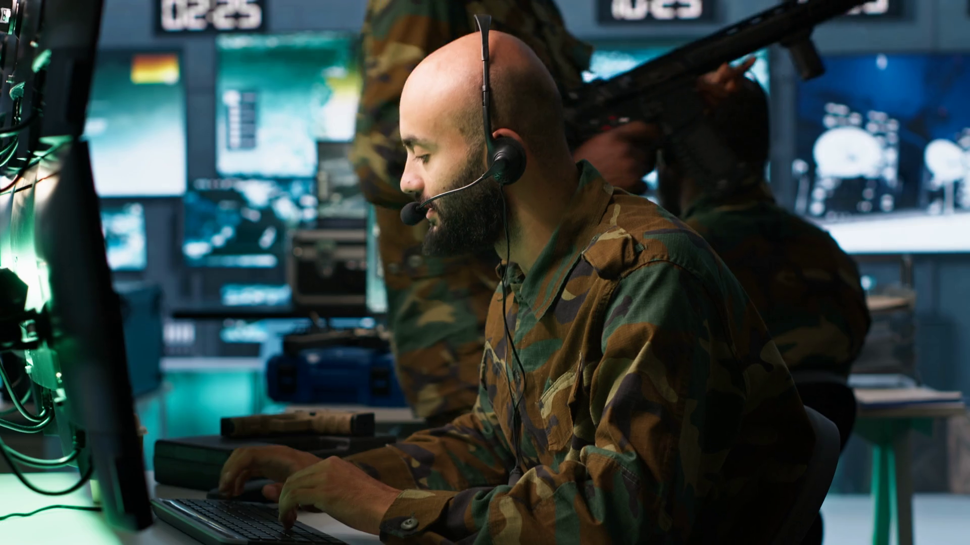 Soldier Solving Tasks In Military Hq Base Stock Footage SBV-349206226 ...