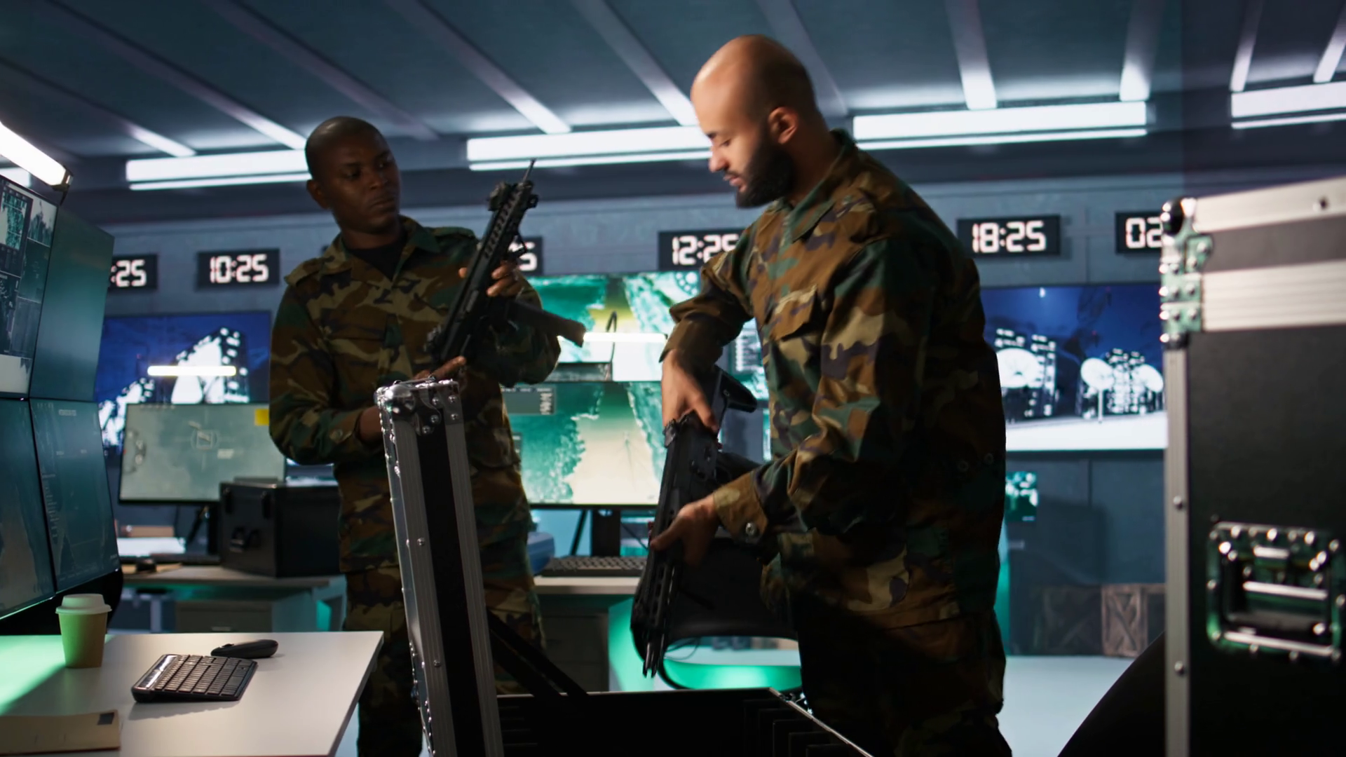 Army Soldiers Packing Weapons Able To Engage Stock Footage SBV ...