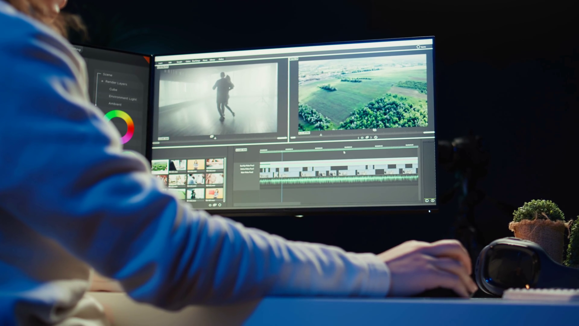 Professional Video Editor Editing Color Stock Footage SBV-349236229 ...