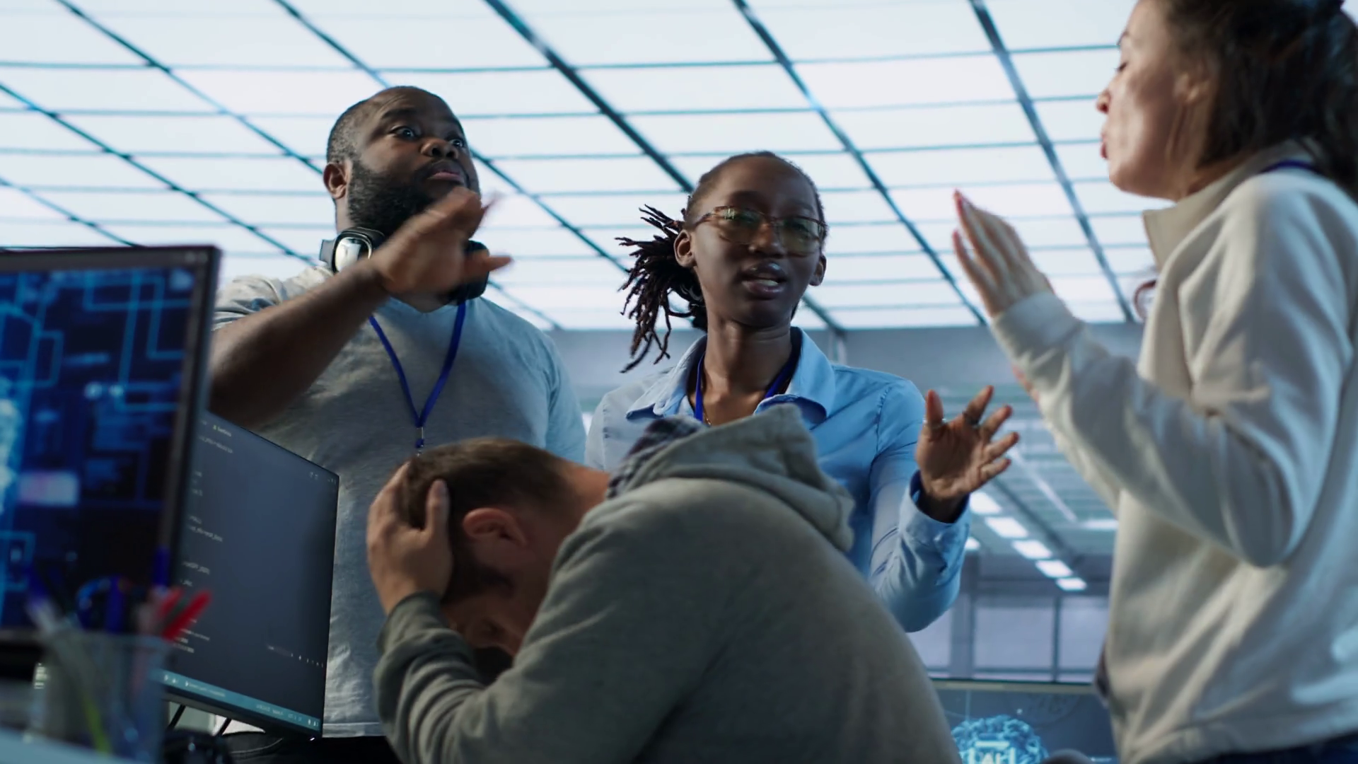 Employees Fighting In Office Mistake Leading Stock Footage SBV ...