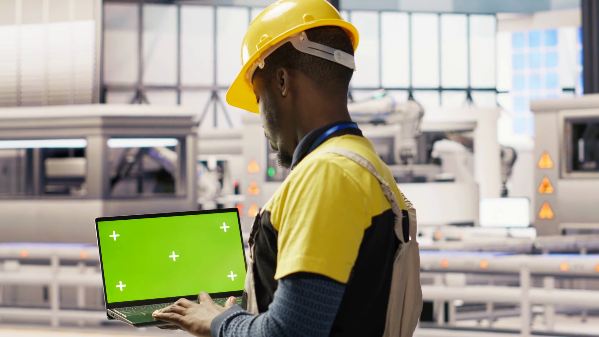 Engineer In Smart Factory Using Green Screen Stock Footage SBV ...