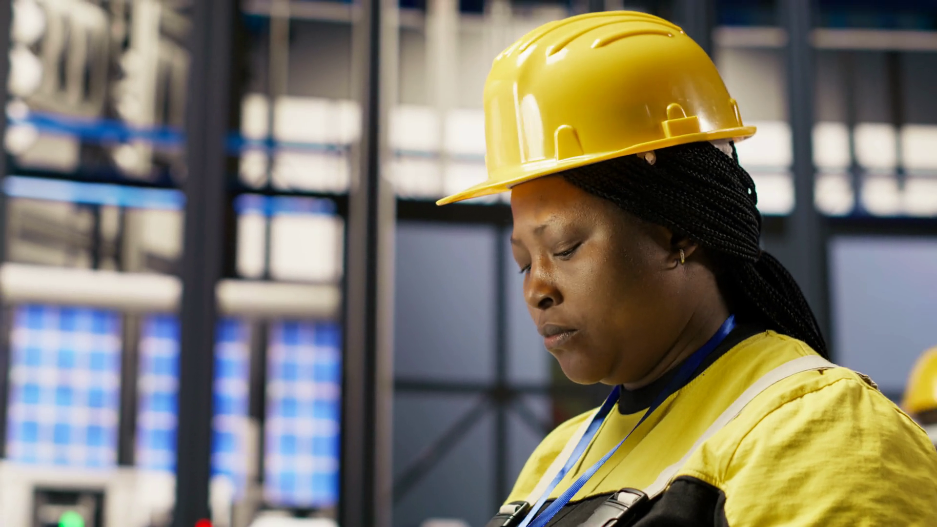 Engineer In Photovoltaics Factory Using Pc Stock Footage SBV-352073208 ...