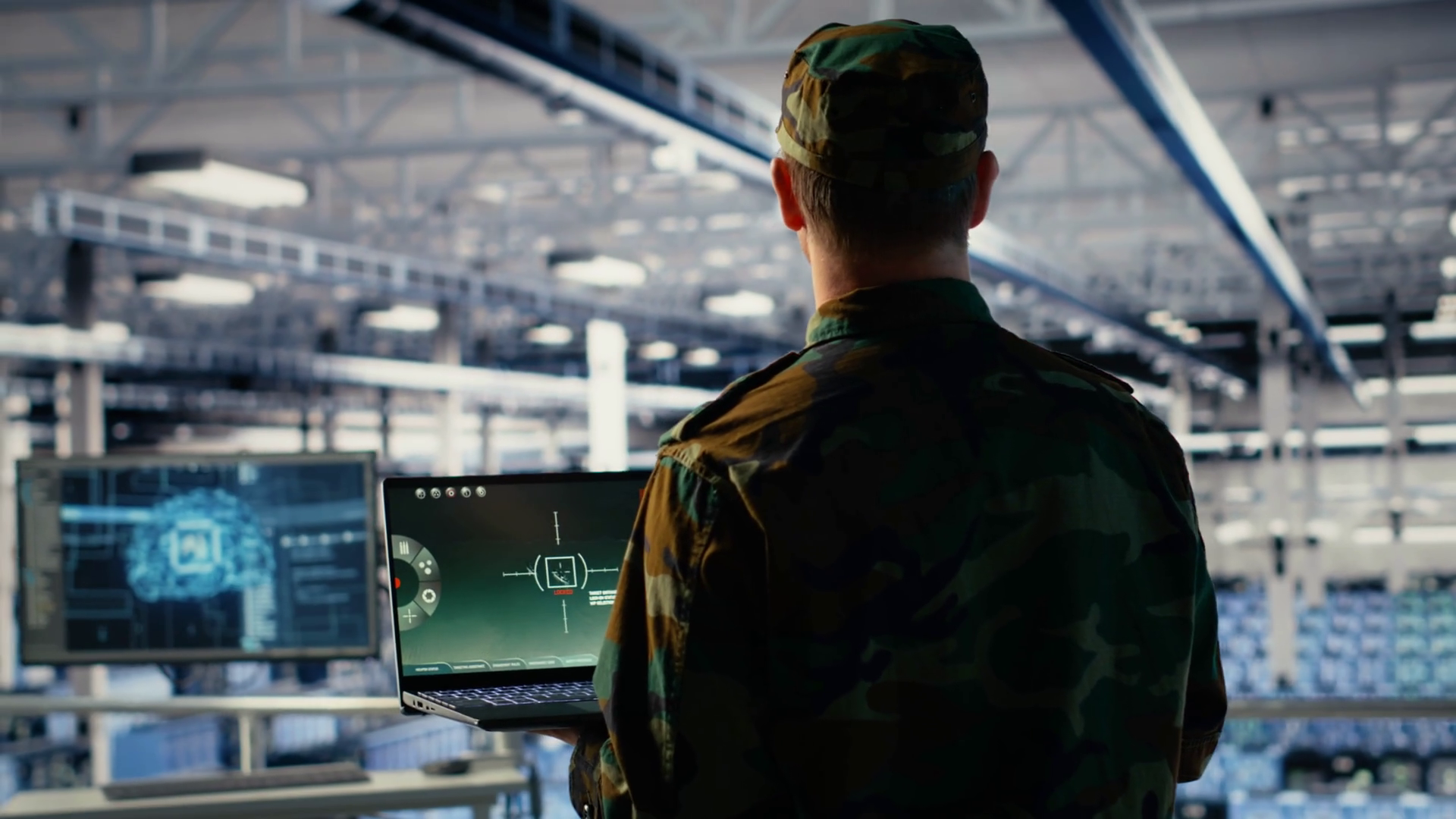 Army Expert In Data Center Integrating Ai Stock Footage SBV-352627271 ...