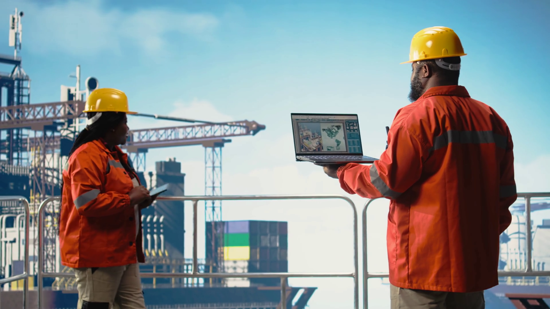 Geologist On Drilling Barge Deck Studying Stock Footage SBV-353026536 ...