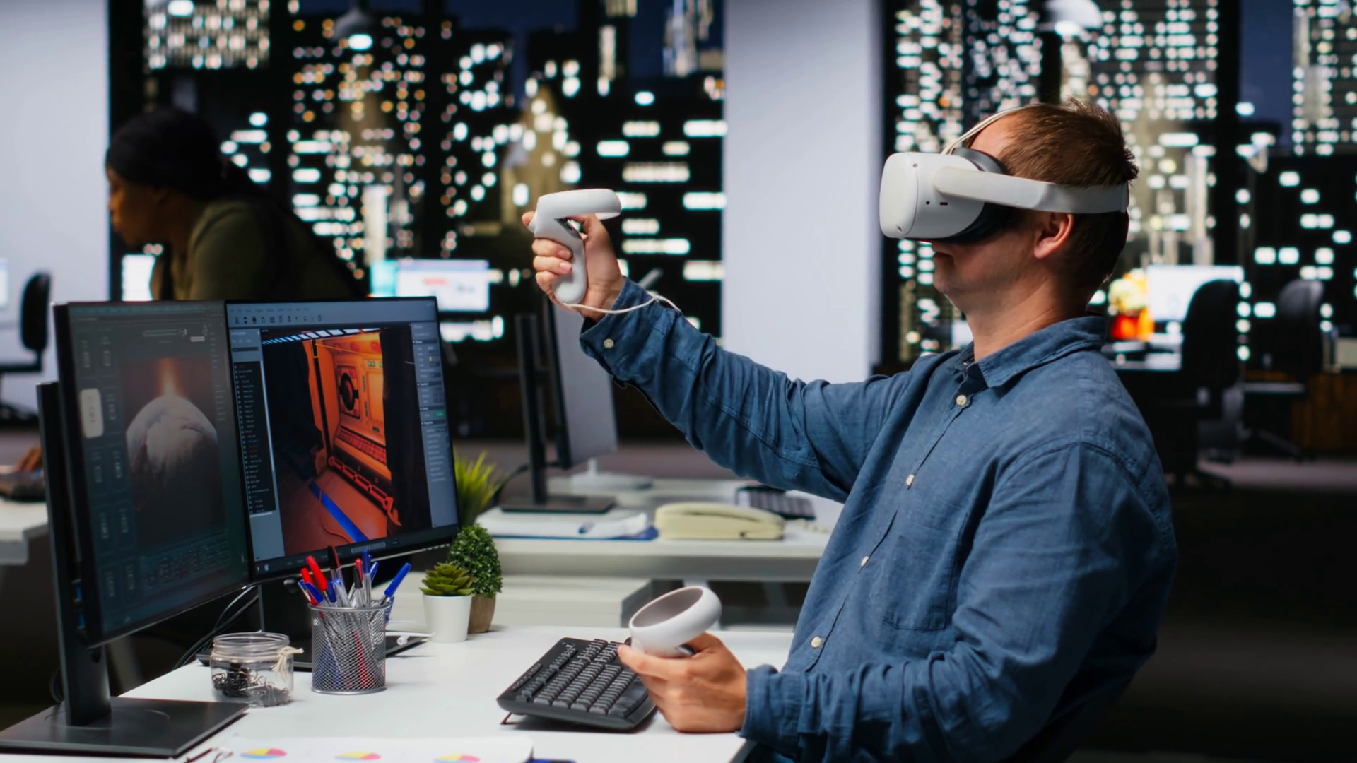 Professional Male Developer Operating Vr Stock Footage SBV-353197476 ...