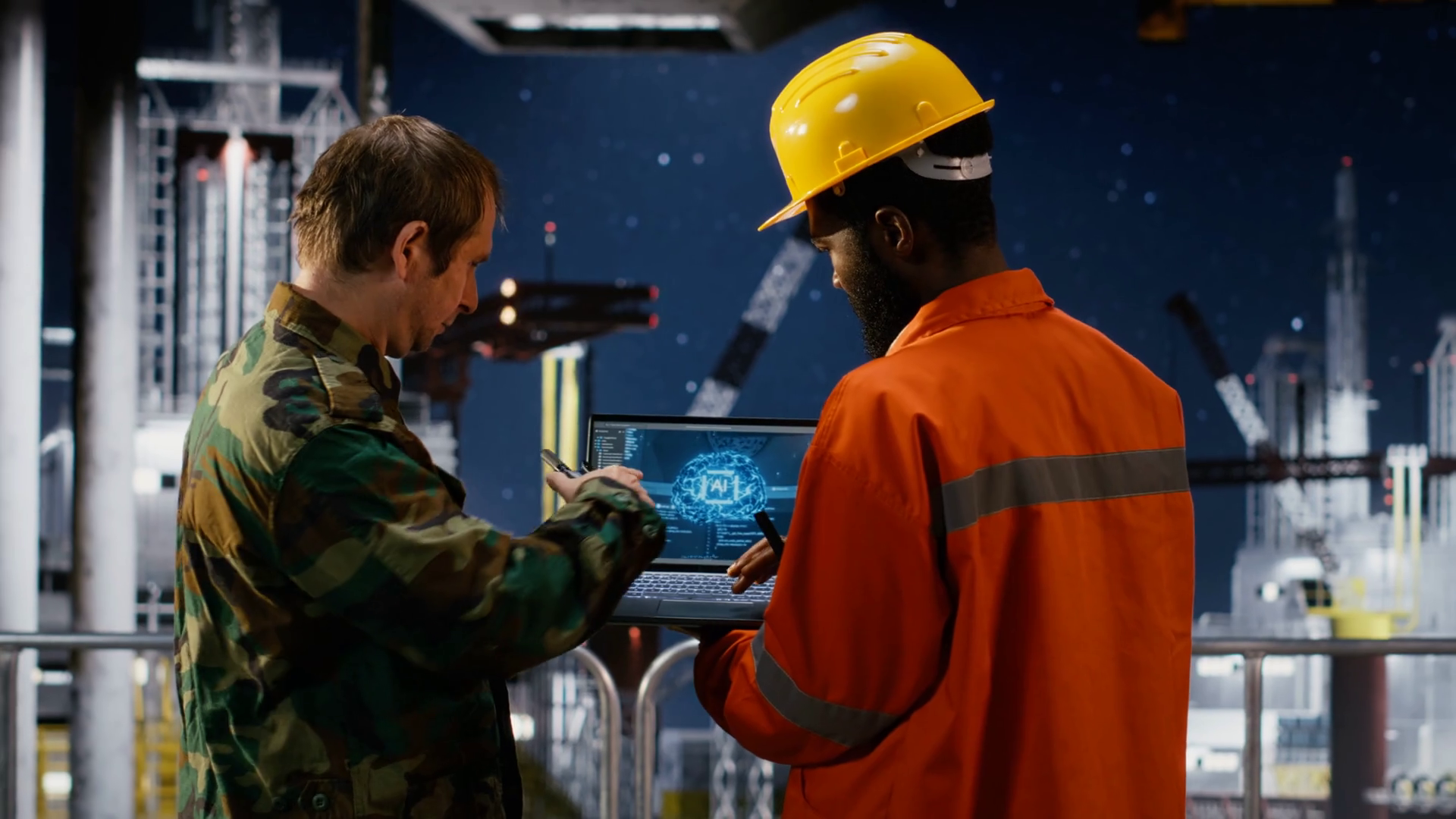 Military Soldier Engineer On Offshore Oil Stock Footage SBV-353427981 ...