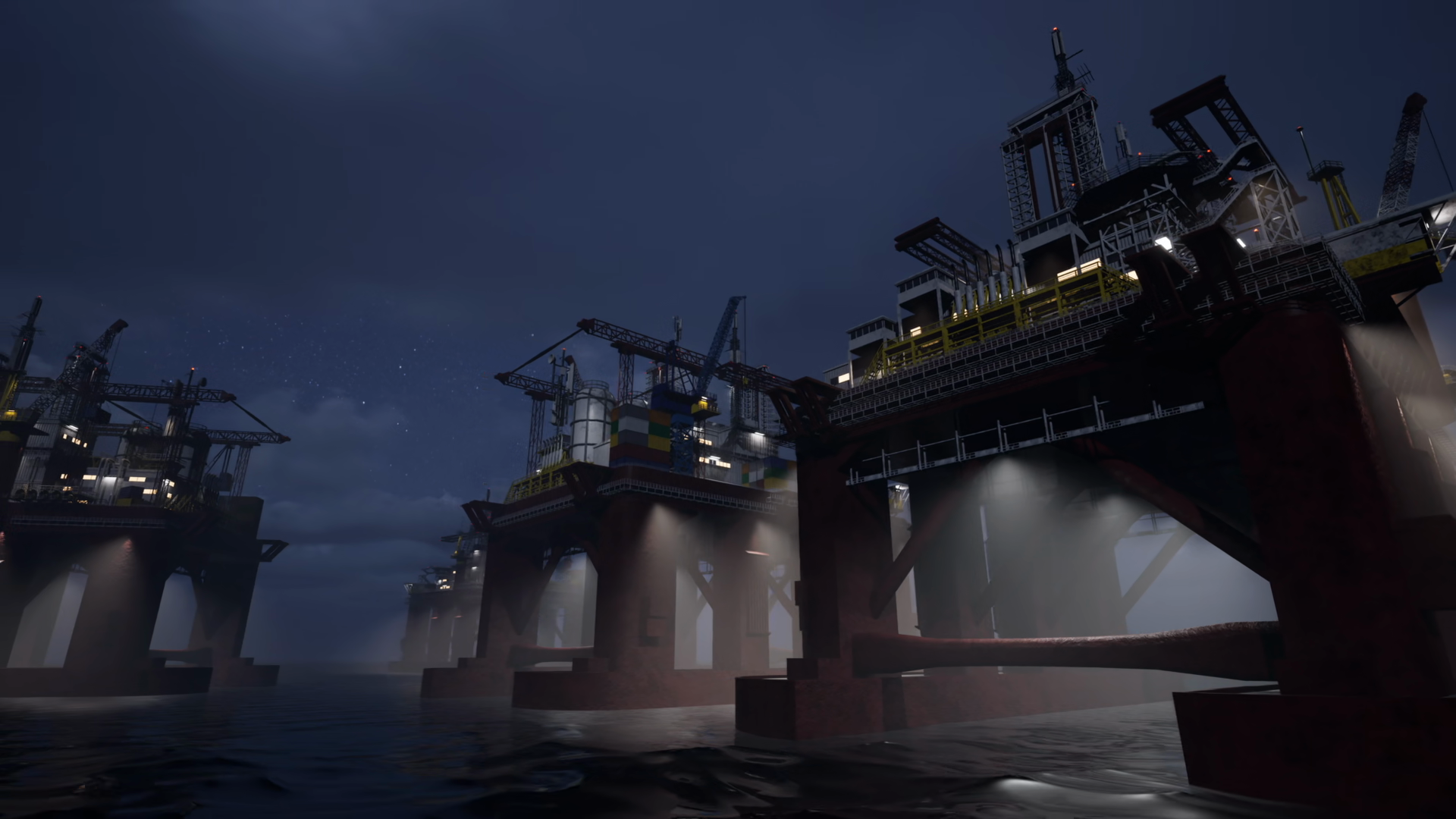 Offshore Oil Platforms With Crane Structures Stock Footage SBV ...