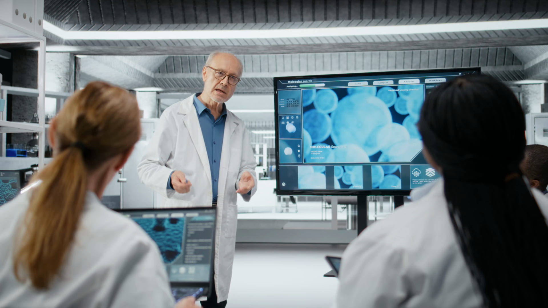 Senior Scientist In Lab Presenting Stock Footage SBV-353746100 ...