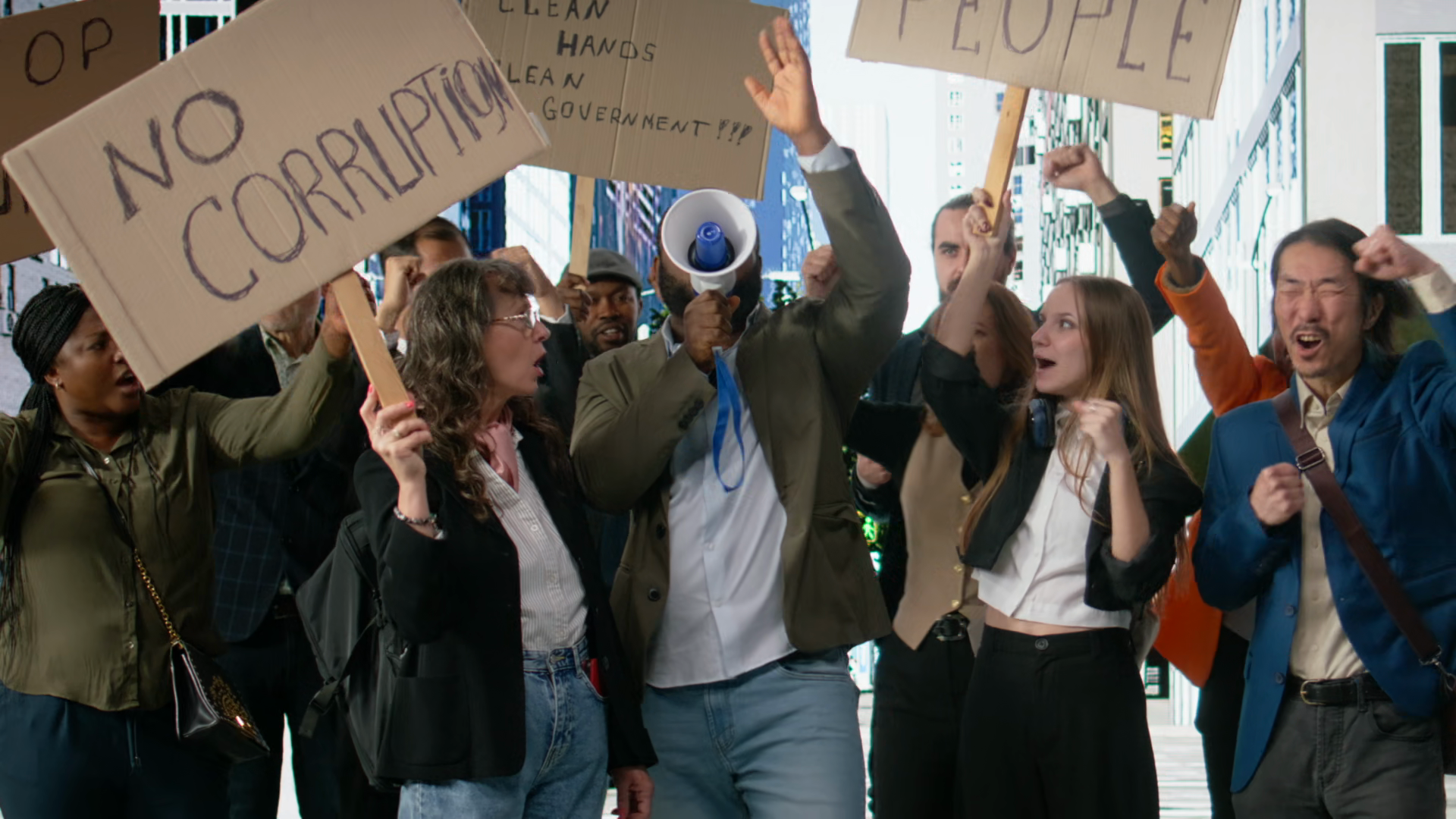 Protesters Involved In Non-violent Rally Stock Footage SBV-353720538 ...