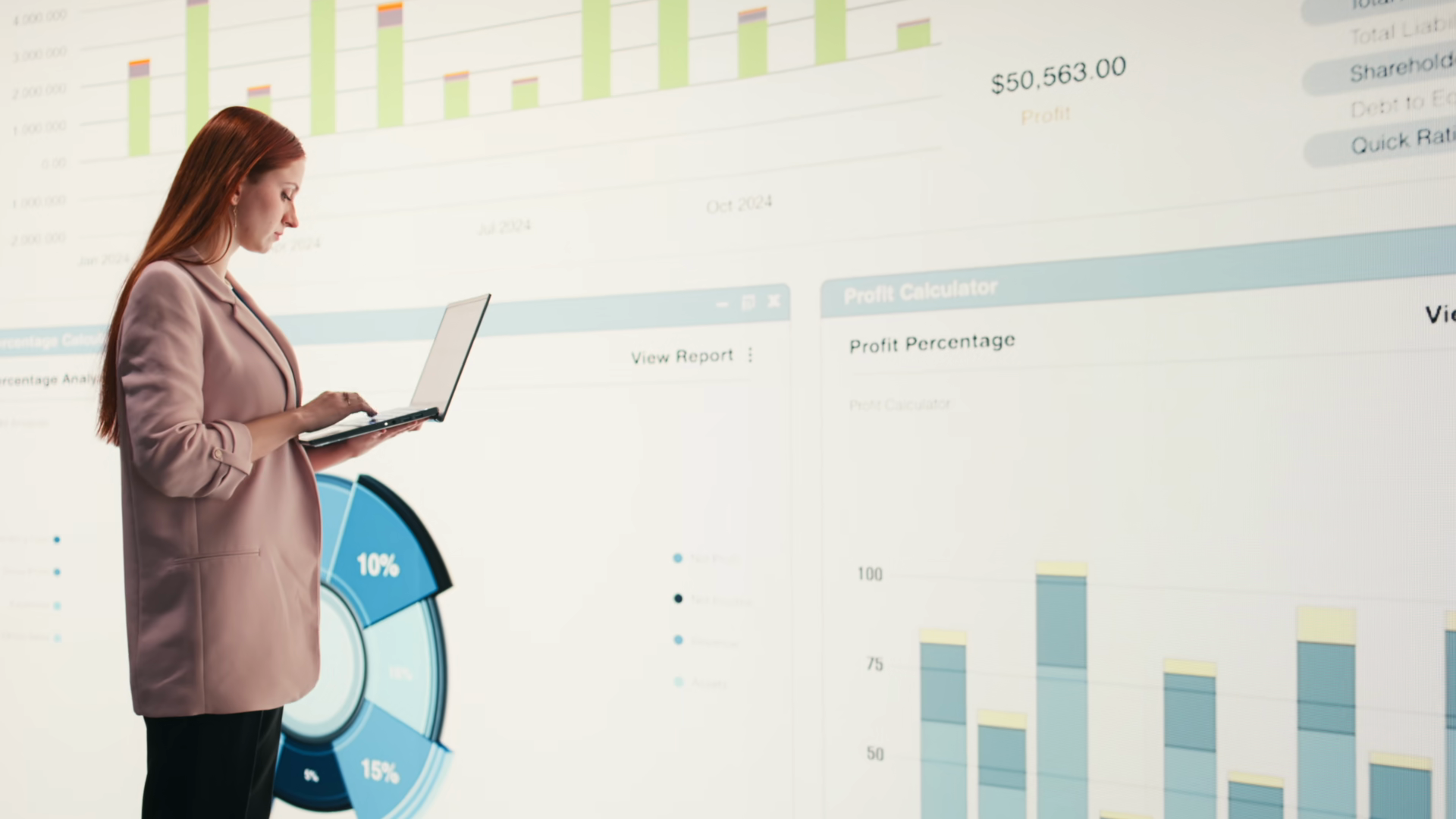 Comparing Profit Data Laptop Businesswoman Stock Footage SBV-354215075 ...