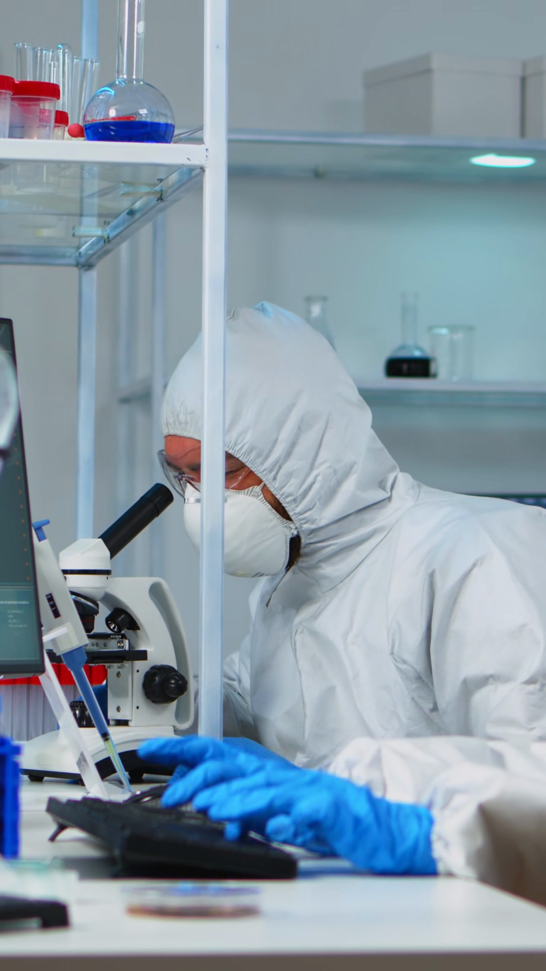 Vertical Video: Scientists In Protection Stock Footage SBV-353749794 ...