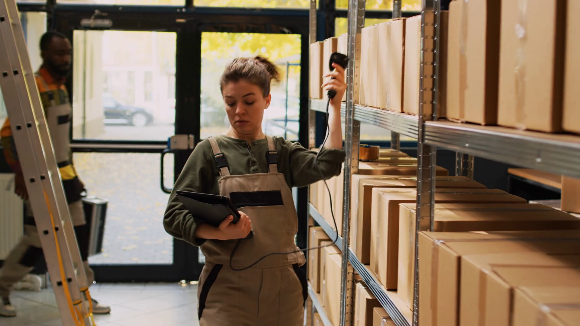 Stock Room Employee Scanning Barcodes Using Stock Footage SBV-347620490 ...