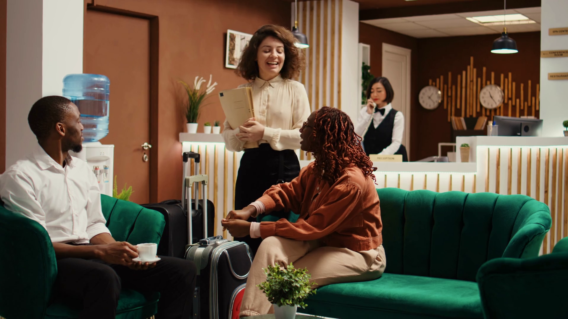 Hotel Manager Checking In With Waiting Stock Footage SBV-347779546 ...