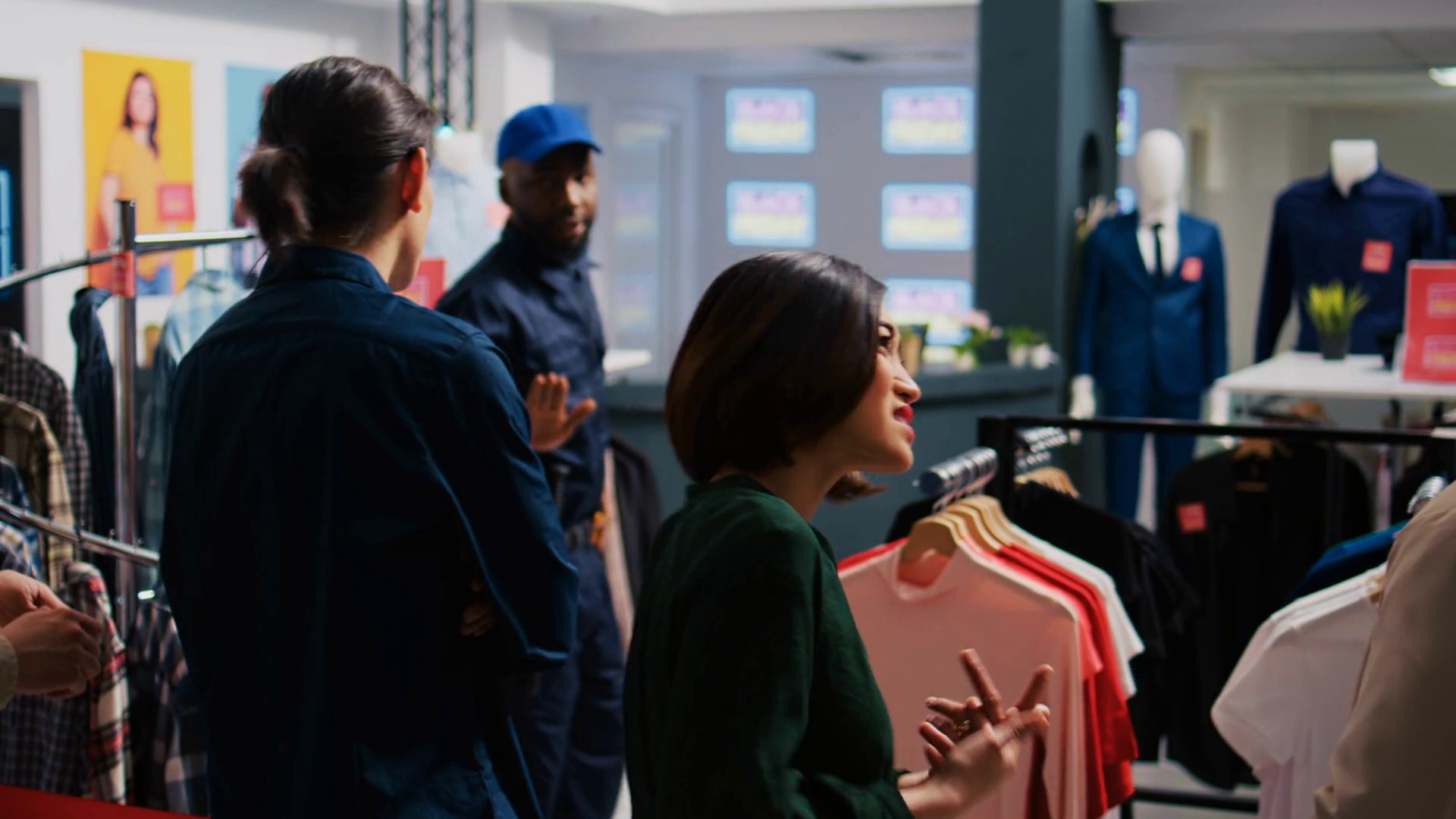 Guard Arguing With Angry Shoppers Working On Stock Footage SBV ...