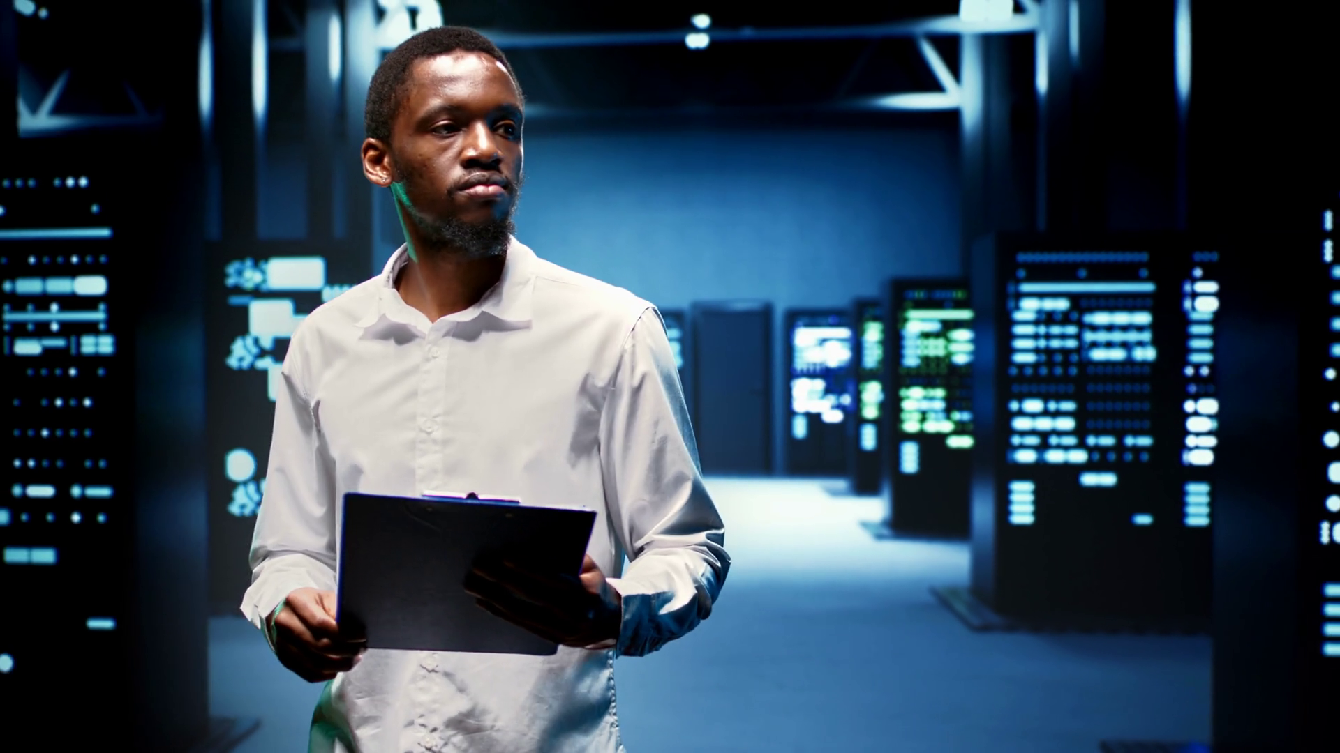 African American Engineer In Data Center Stock Footage SBV-348405651 ...