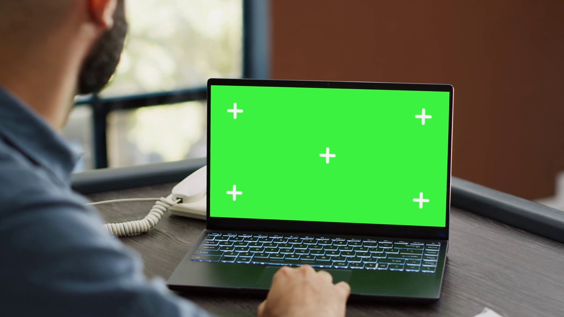 Business Manager Uses Greenscreen On Pc Stock Footage SBV-347808194 ...