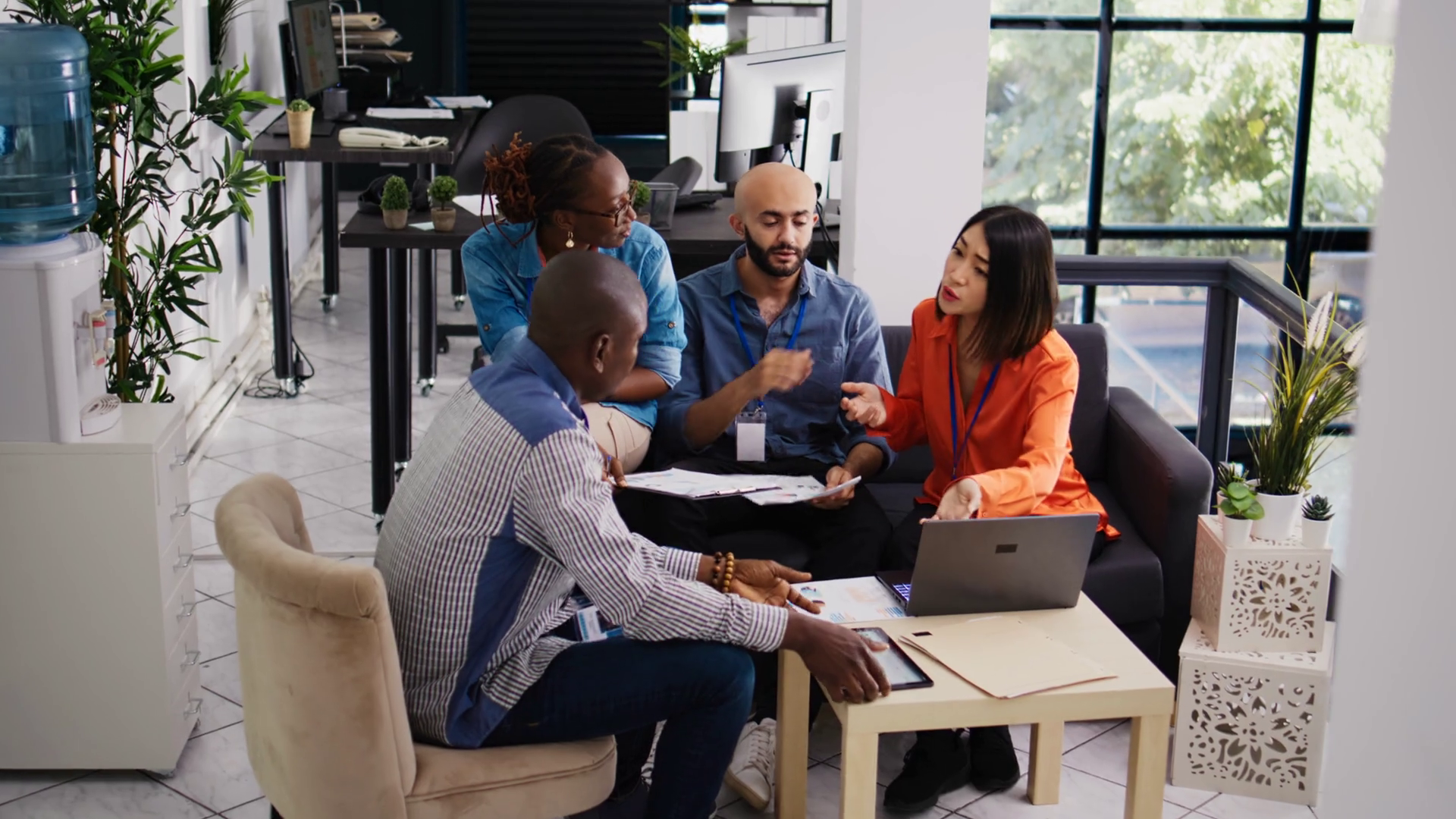 Diverse Multiracial Team In Modern Office Stock Footage SBV-347808101 ...