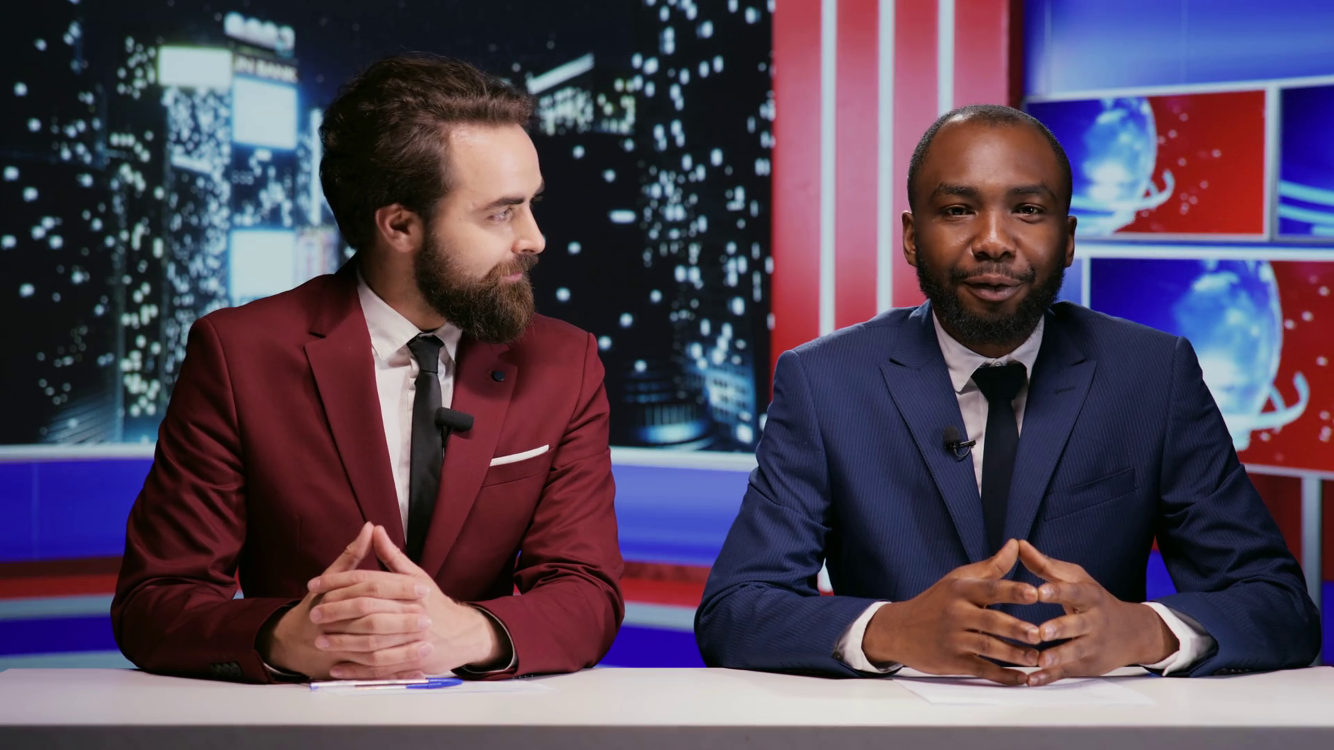 Diverse Reporters Host Night Talk Show On Stock Footage SBV-348387295 ...