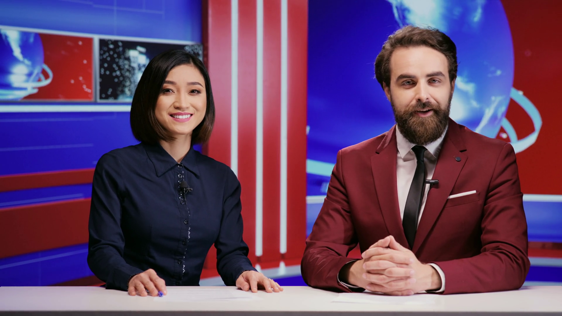 Diverse Journalists Hosting Morning Show Stock Footage SBV-348387273 ...