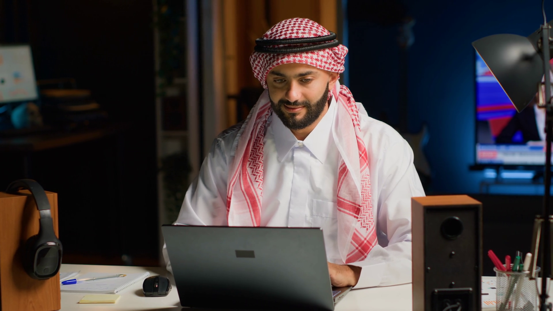 Arab Businessman Typing On Laptop Surfing Stock Footage SBV-348678939 ...