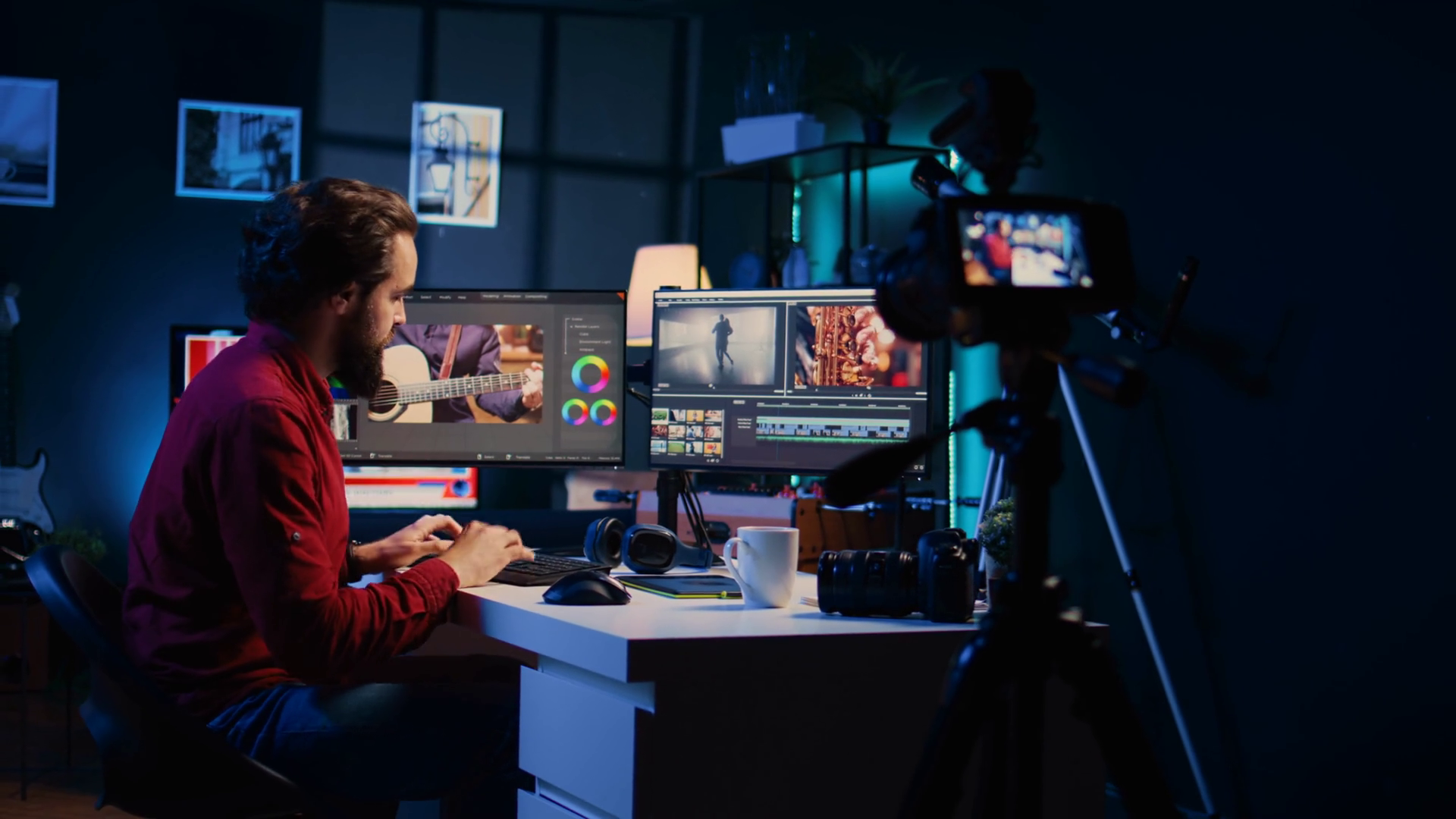 Video Editor Filming Online Tutorial About Stock Footage SBV-348707670 ...