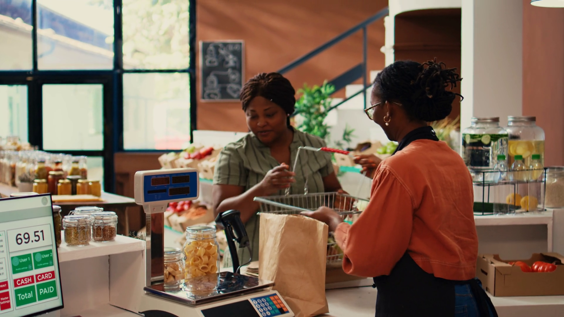 Local Merchant Placing Groceries On Scale At Stock Footage SBV ...