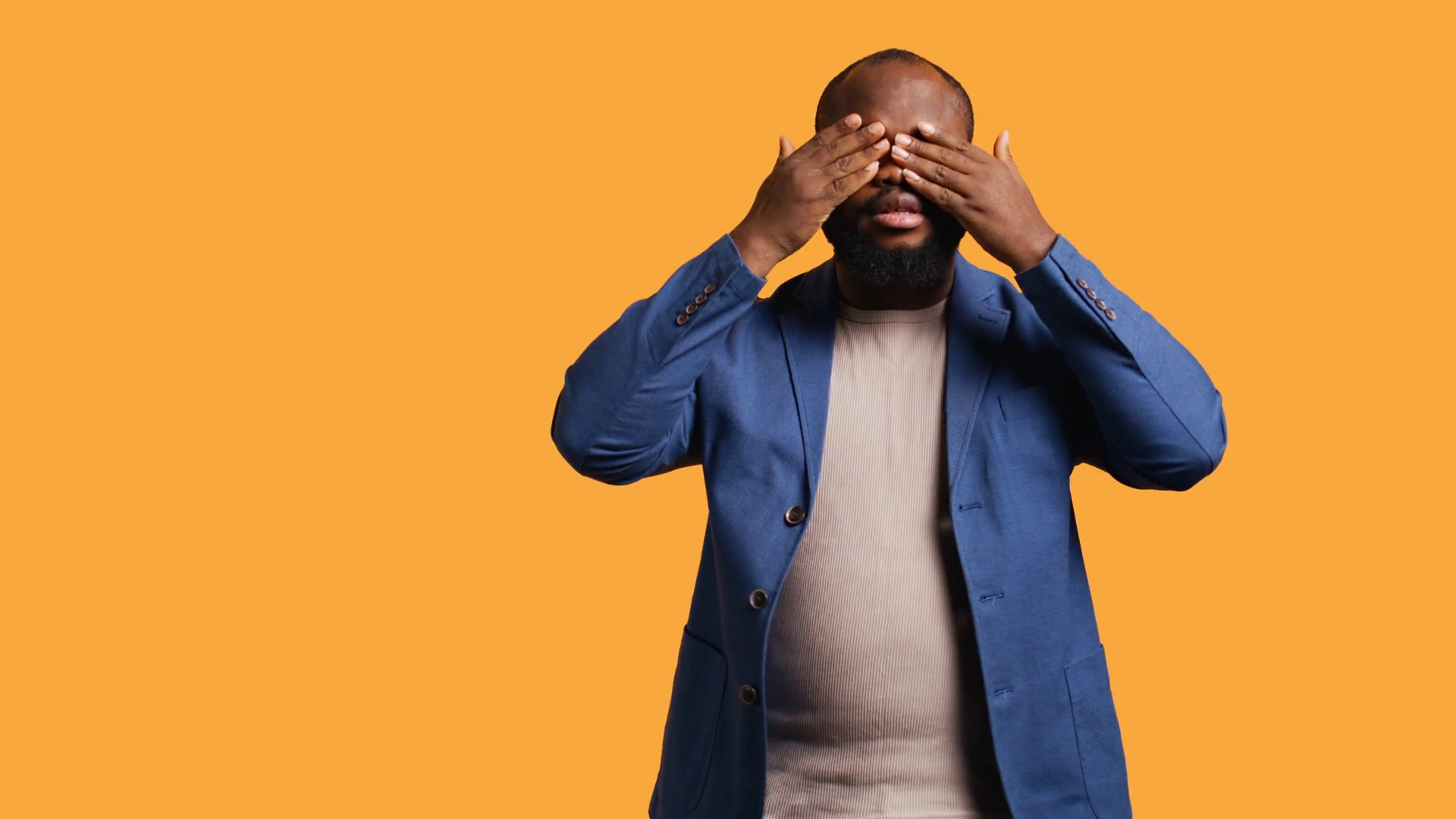 African American Man Covering Eyes Ears Stock Footage SBV-348966097 ...